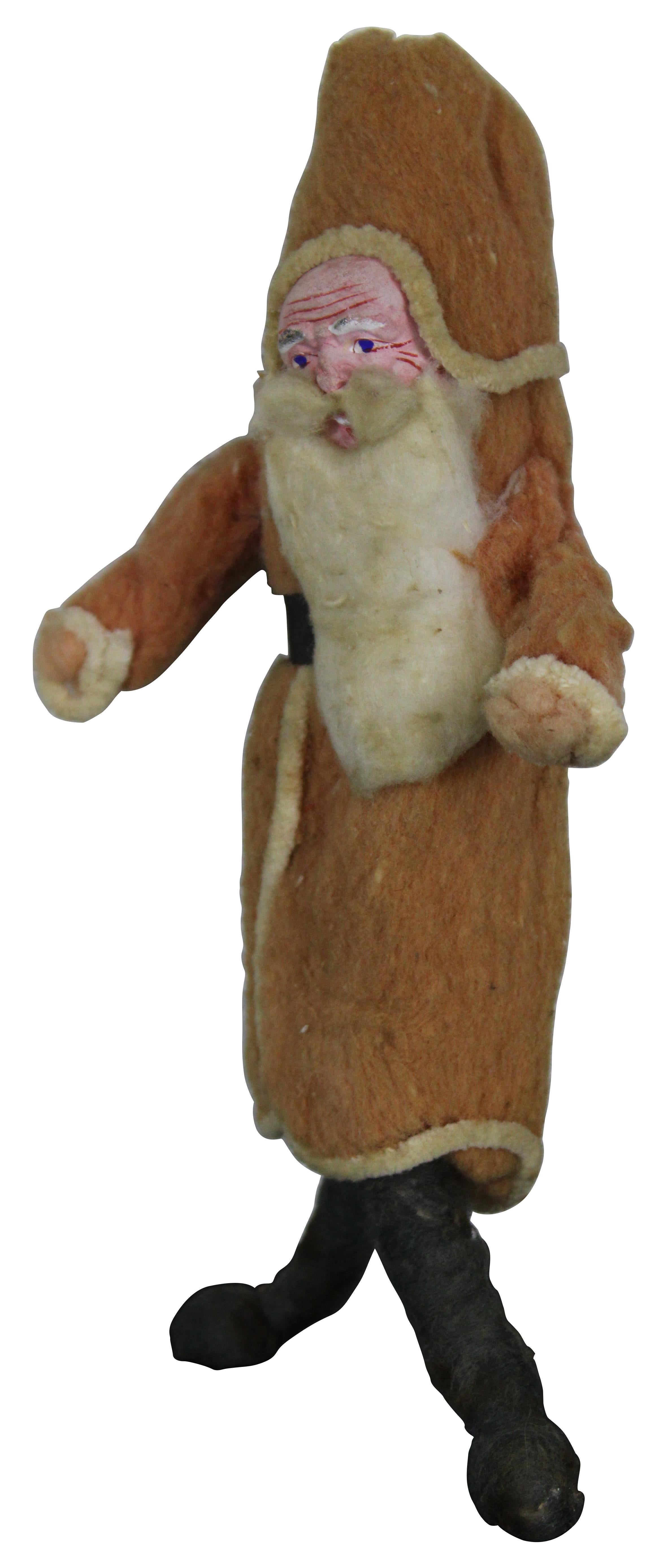Gran muñeco alemán antiguo de adorno navideño de Papá Noel de lana de algodón hilado con cara de composición pintada a mano.
Medida: 9