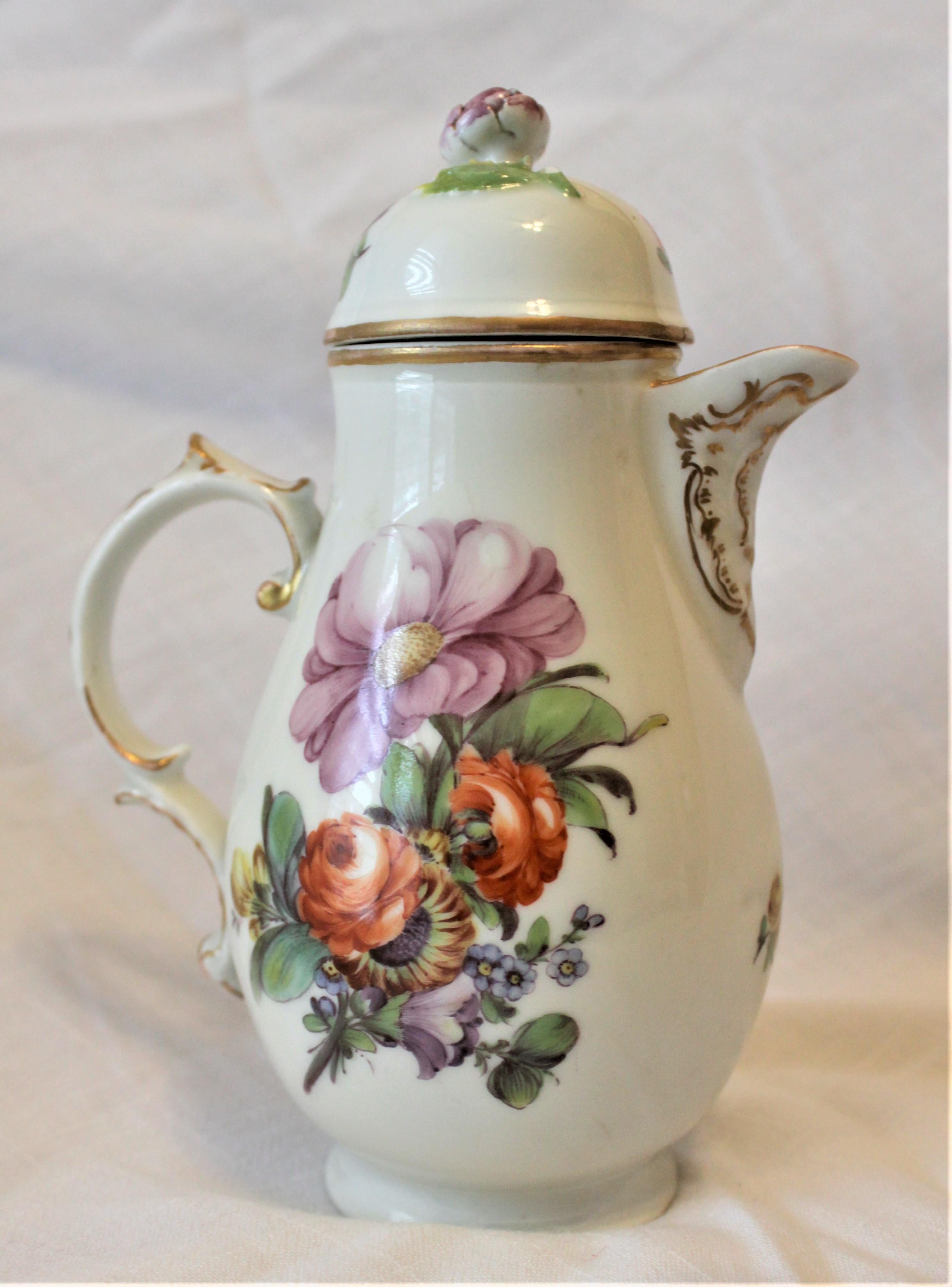 Rococo Antique German Furstenberg Porcelain Coffee Pot For Sale