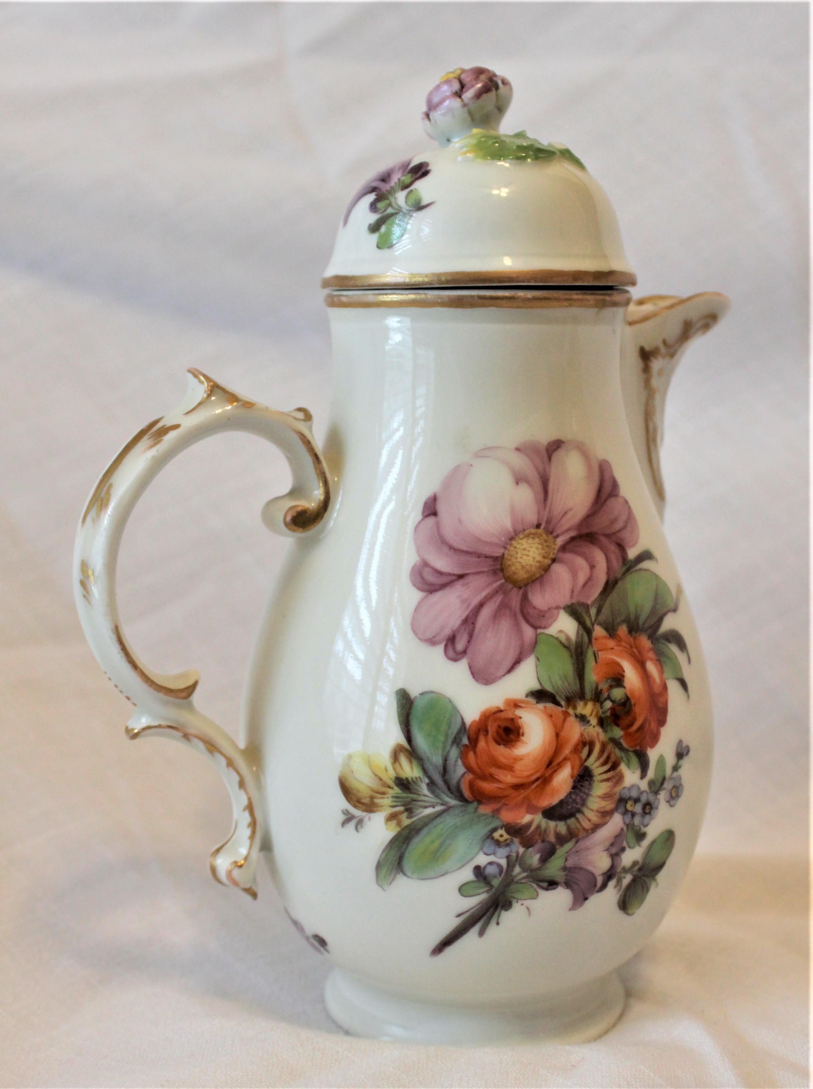 Hand-Crafted Antique German Furstenberg Porcelain Coffee Pot For Sale