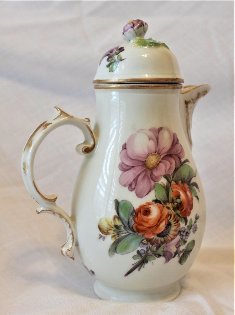Antique German Furstenberg Porcelain Coffee Pot For Sale at 1stDibs
