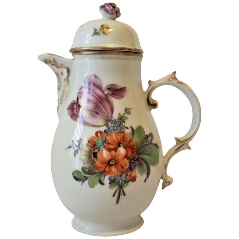 Antique German Furstenberg Porcelain Coffee Pot For Sale at 1stDibs