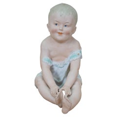 Antique German Gebruder Heubach Bisque Piano Baby Figurine Statue 9"