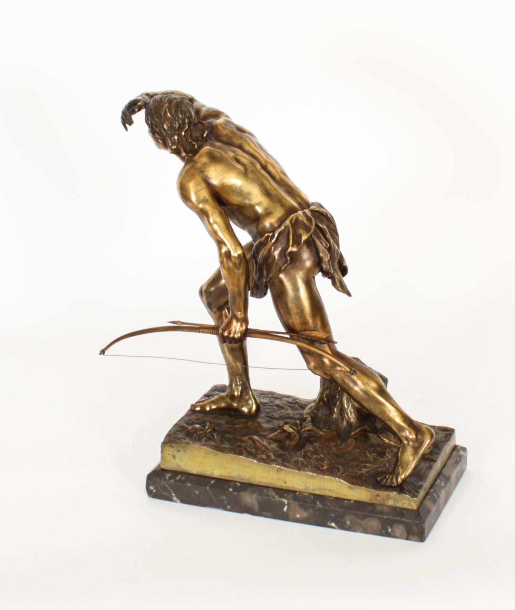 Antique German Gilt Bronze Indian Scout by Josef Drischler Circa 1900 For Sale 6