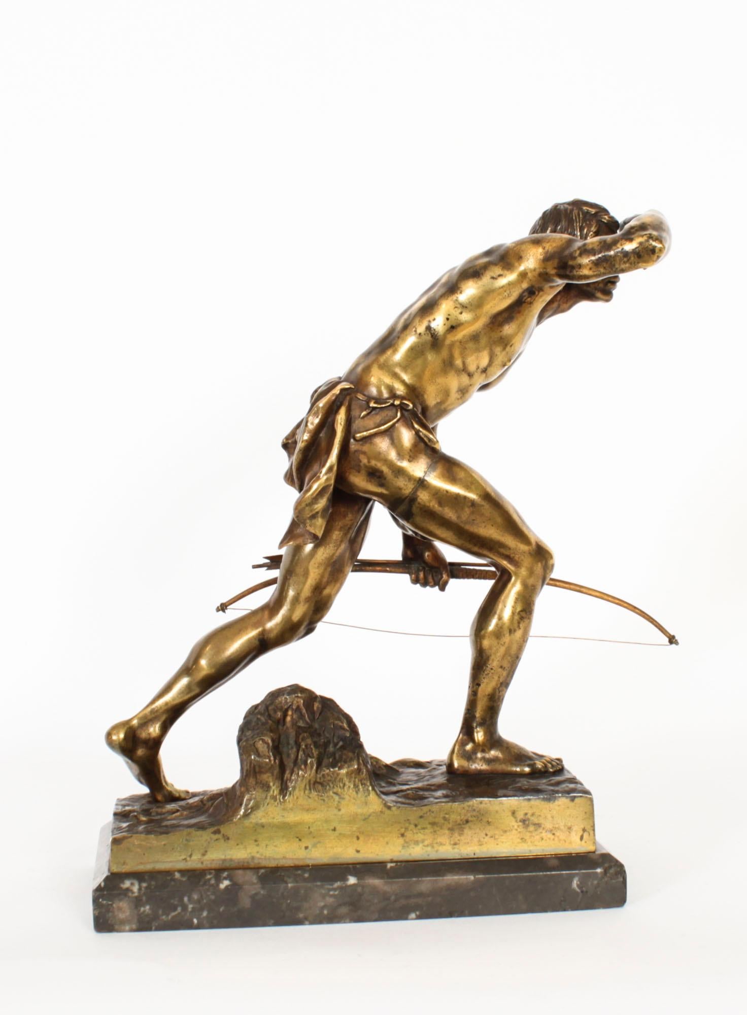Début du 20ème siècle Scout indien allemand ancien en bronze doré de Josef Drischler vers 1900 en vente