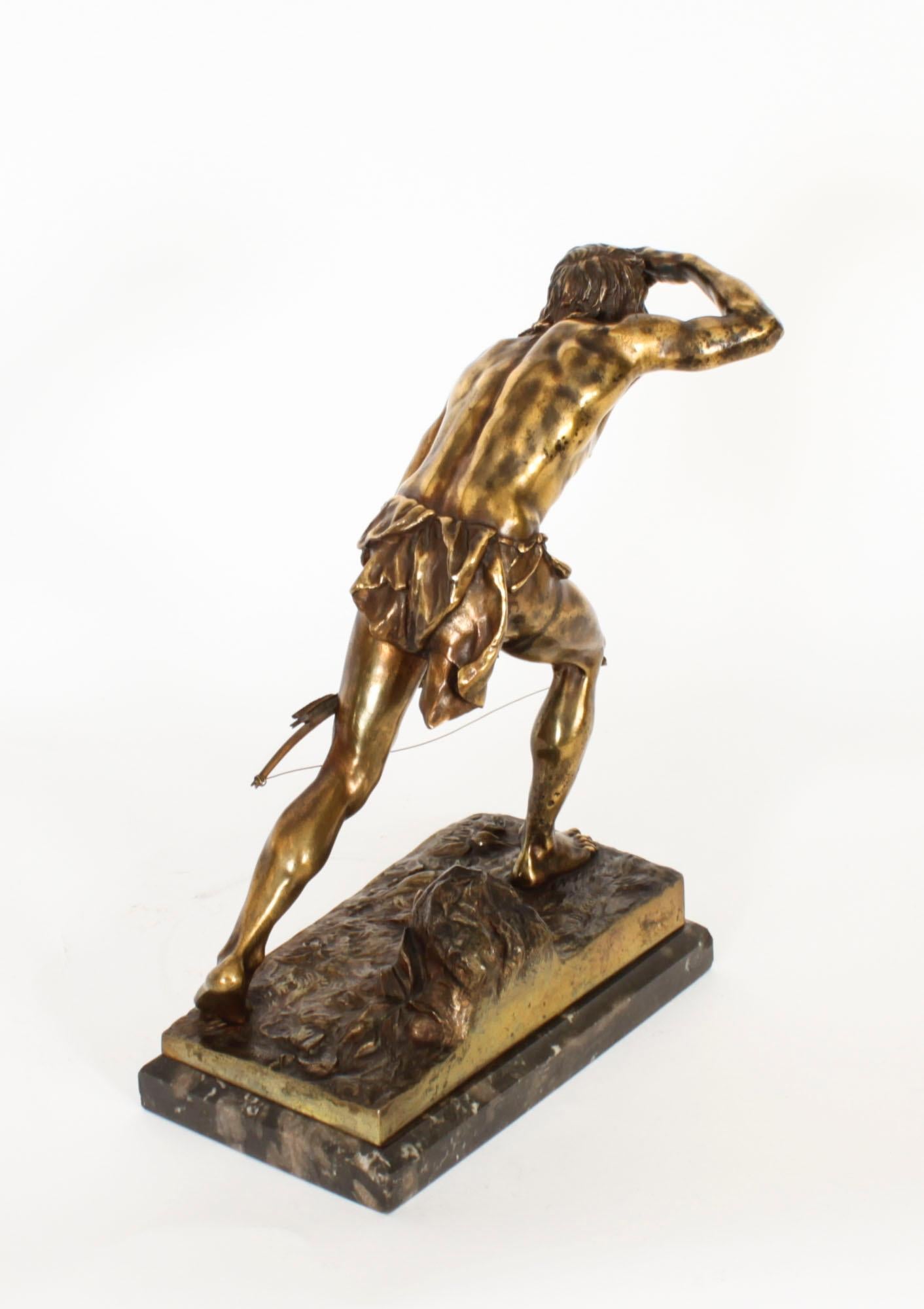 Bronze Scout indien allemand ancien en bronze doré de Josef Drischler vers 1900 en vente