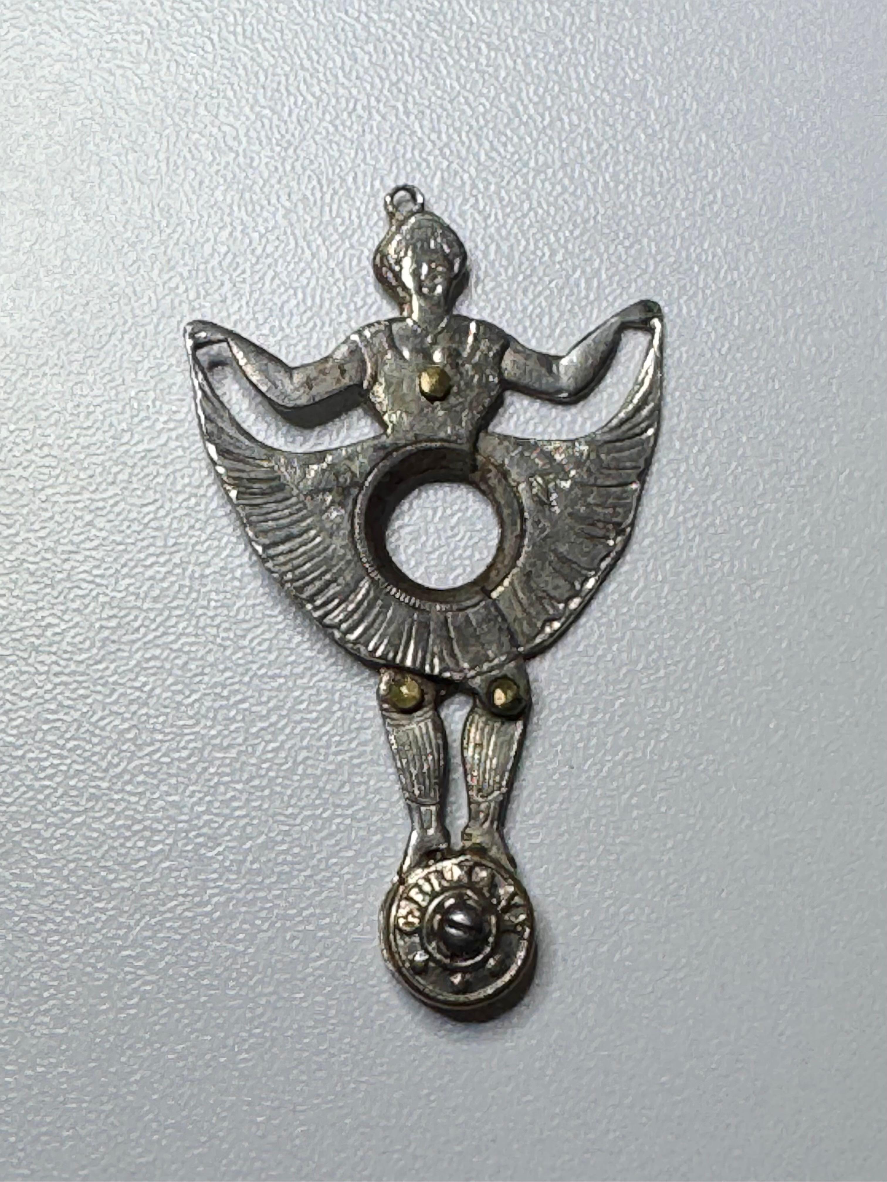 Art Nouveau Antique German Girl Figural Cigar Cutter for Pocket Watch Chain, FOB, 1890s For Sale