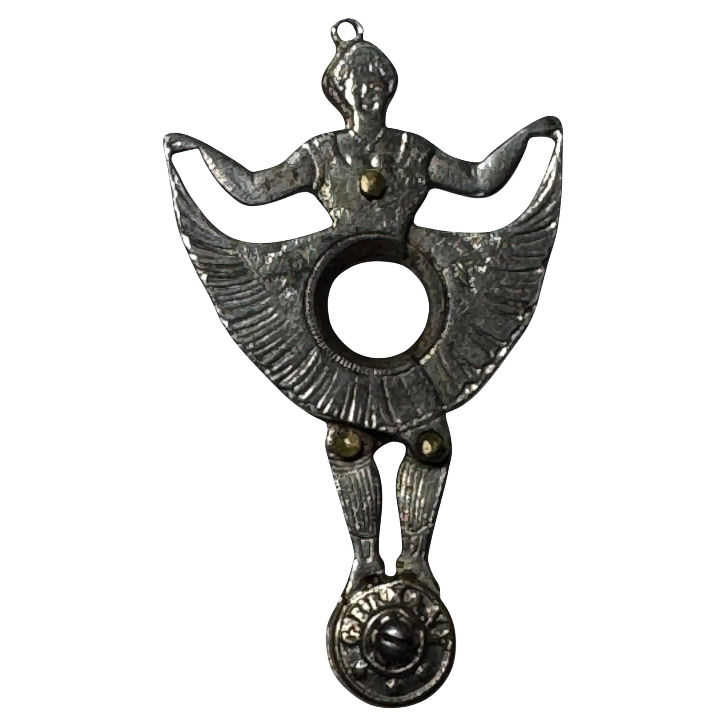 Antique German Girl Figural Cigar Cutter for Pocket Watch Chain, FOB, 1890s