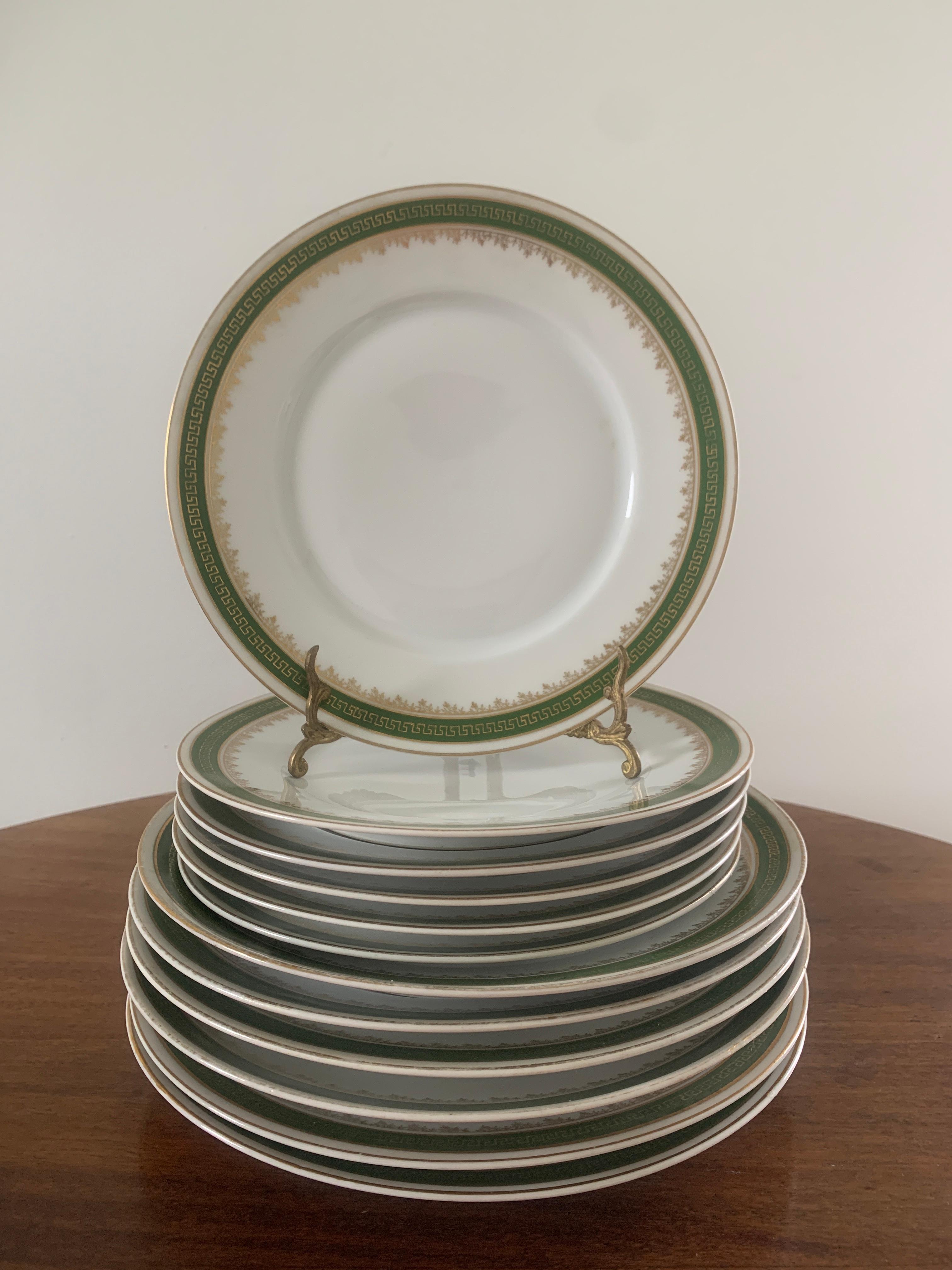 Antique German Greek Key Rimmed Luncheon & Salad Plates by C. Tielsch Altwasser For Sale 1