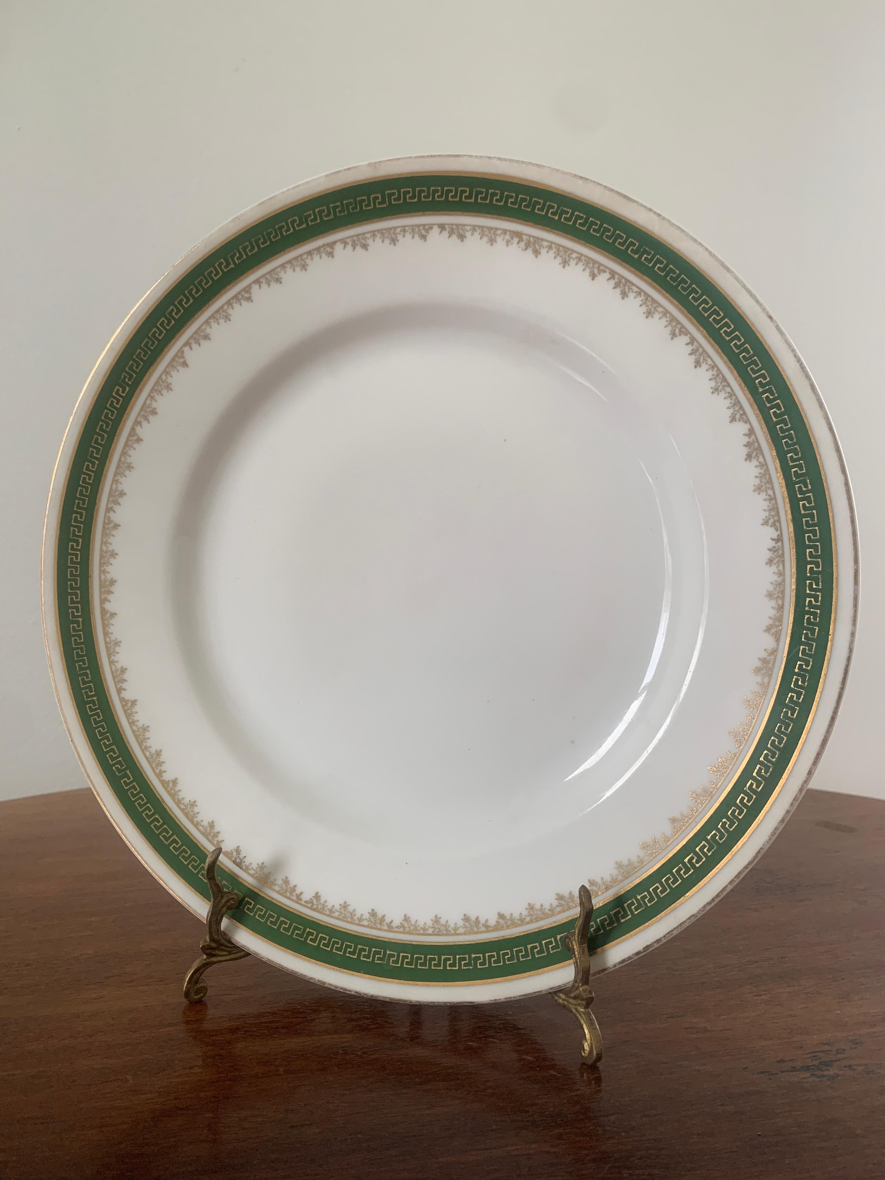 Antique German Greek Key Rimmed Luncheon & Salad Plates by C. Tielsch Altwasser In Good Condition For Sale In Elkhart, IN