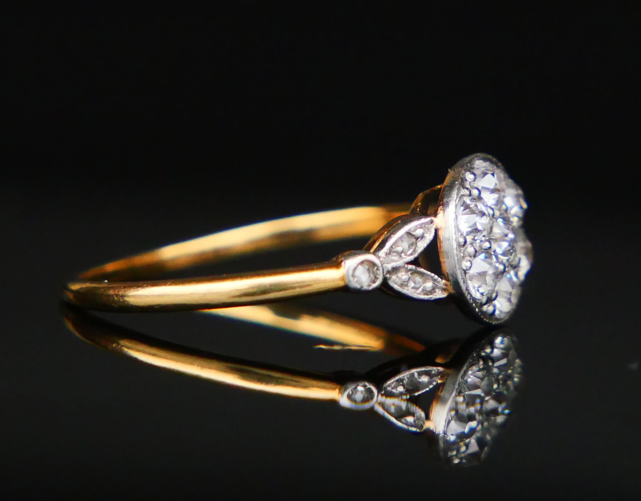 Antique German Halo Ring 0.6ctw Diamonds 18K Gold Platinum US 6.25 / 2gr For Sale 7