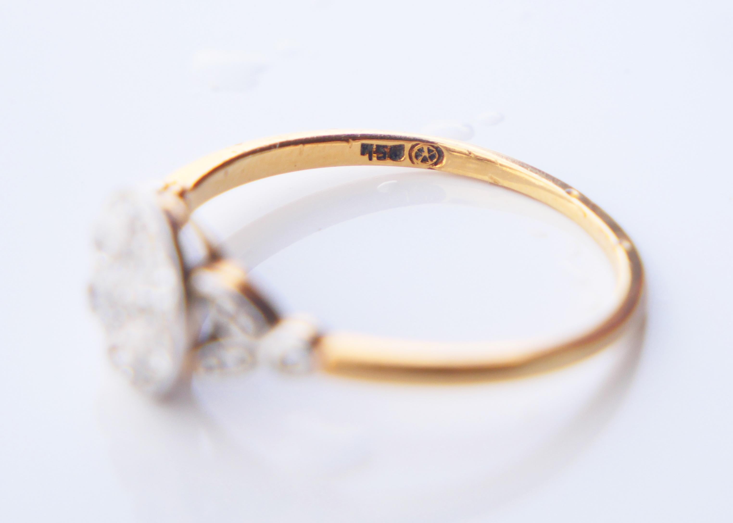 Antique German Halo Ring 0.6ctw Diamonds 18K Gold Platinum US 6.25 / 2gr For Sale 8