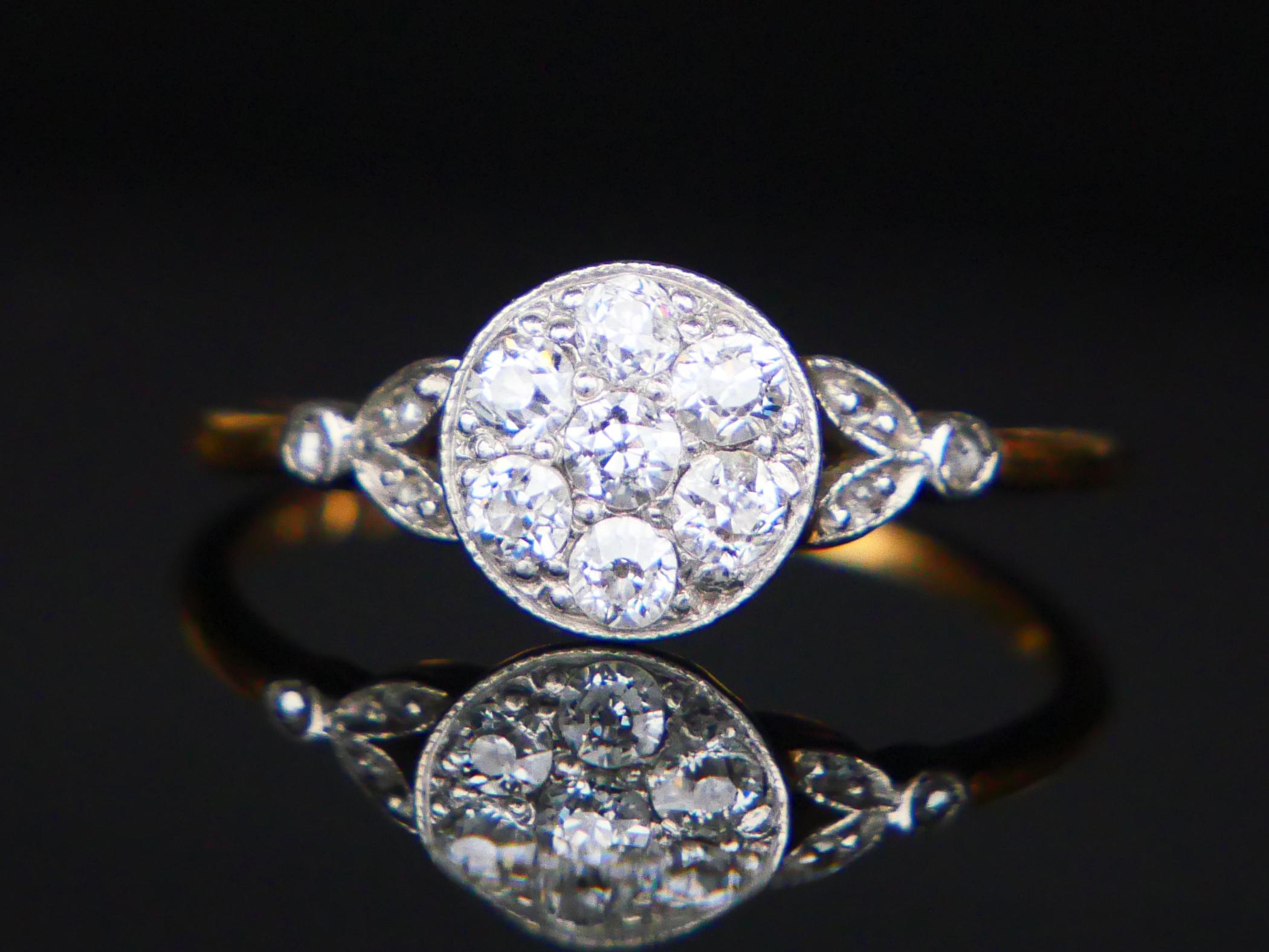 Antique German Halo Ring 0.6ctw Diamonds 18K Gold Platinum US 6.25 / 2gr For Sale 3