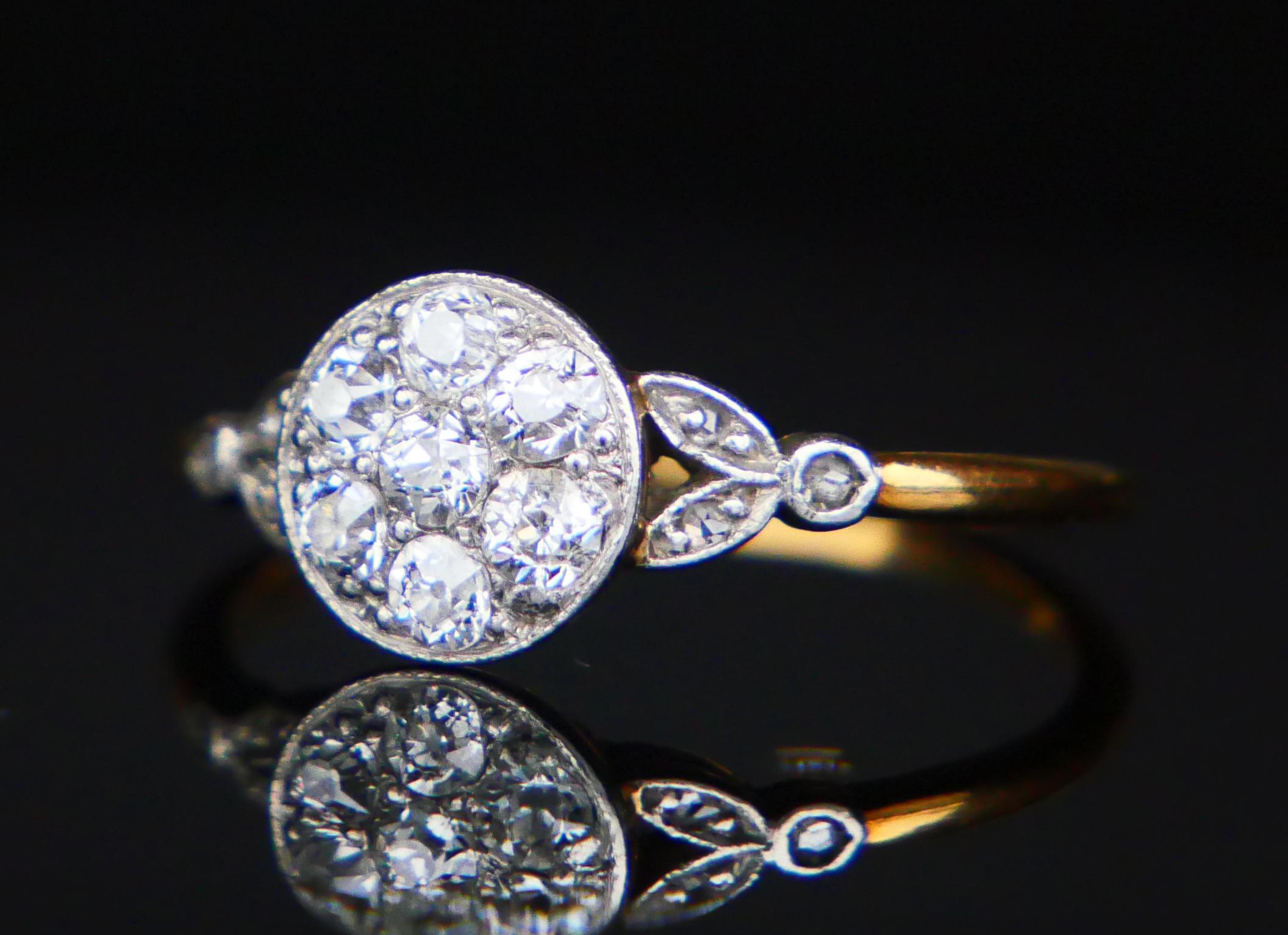 Antique German Halo Ring 0.6ctw Diamonds 18K Gold Platinum US 6.25 / 2gr For Sale 4