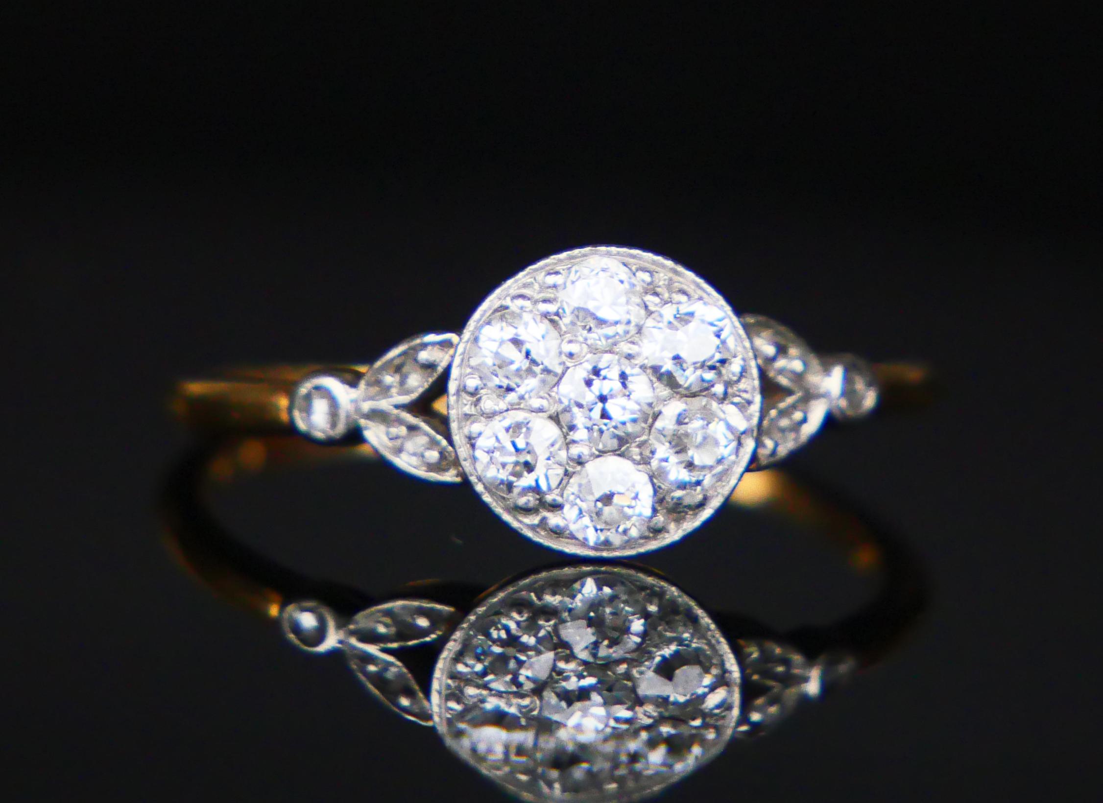 Antique German Halo Ring 0.6ctw Diamonds 18K Gold Platinum US 6.25 / 2gr For Sale 6