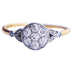 Antique German Halo Ring 0.6ctw Diamonds 18K Gold Platinum US 6.25 / 2gr