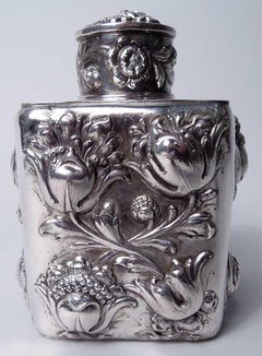 Antique German Hanau Baroque Silver Tea Caddy
