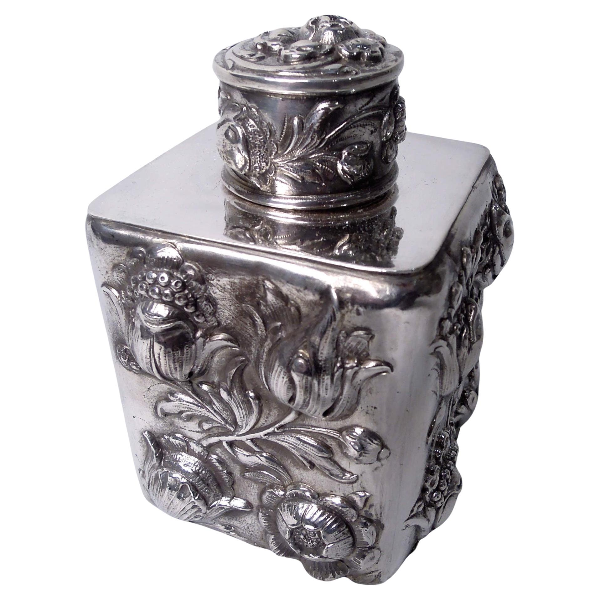 Antique German Hanau Baroque Silver Tea Caddy