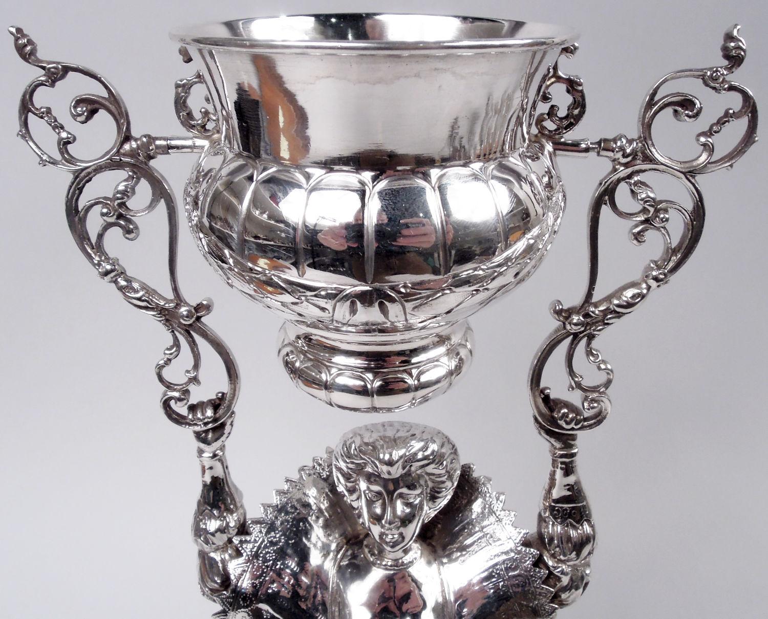 Antike deutsche Hanau Barock Silber Hochzeit Cup mit stattlichen Dame im Zustand „Gut“ im Angebot in New York, NY