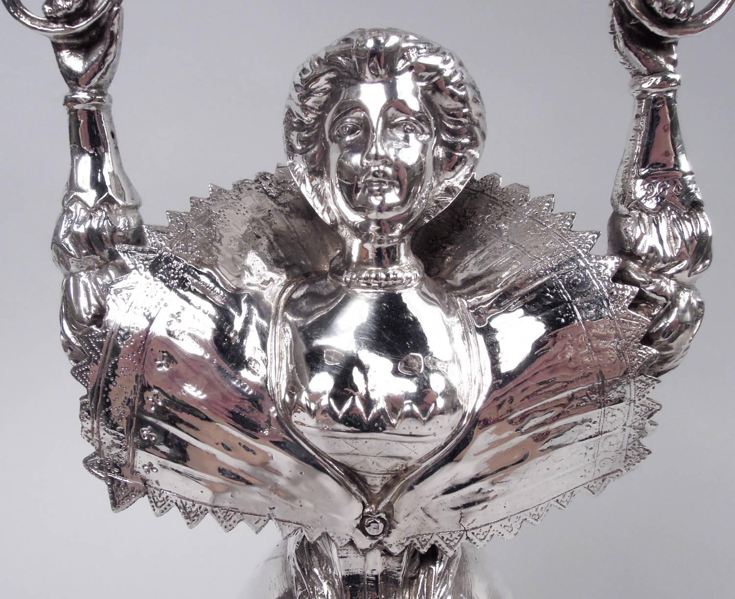 Antike deutsche Hanau Barock Silber Hochzeit Cup mit stattlichen Dame im Angebot 1