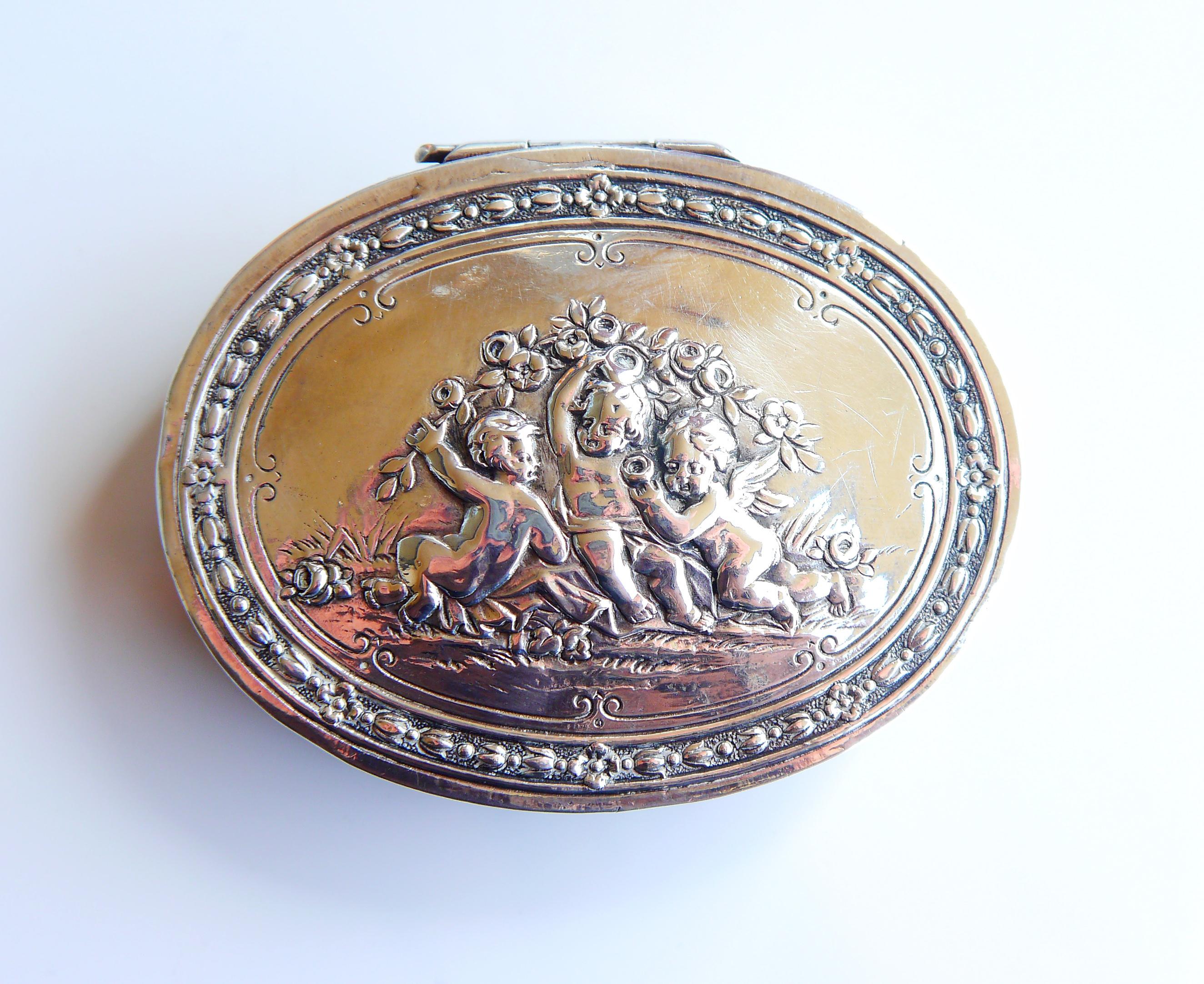 Antike deutsche Hanau Kunz J& Co solid Silber Box Pill Waschtischschachtel / 85 gr (Rokoko) im Angebot