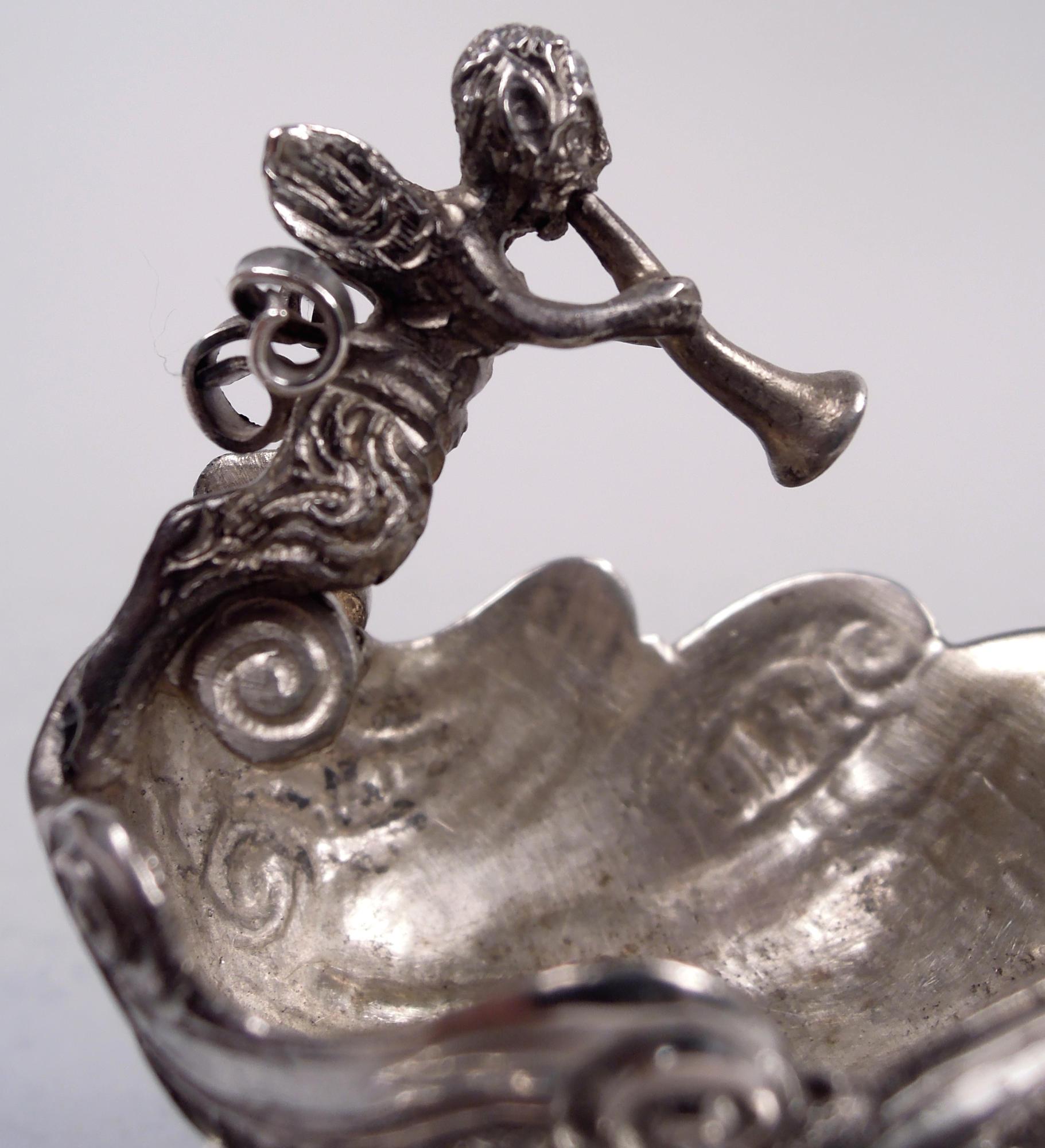 Antico sale aperto tedesco Hanau rococò in argento con slitta trainata da cavalli In condizioni buone in vendita a New York, NY