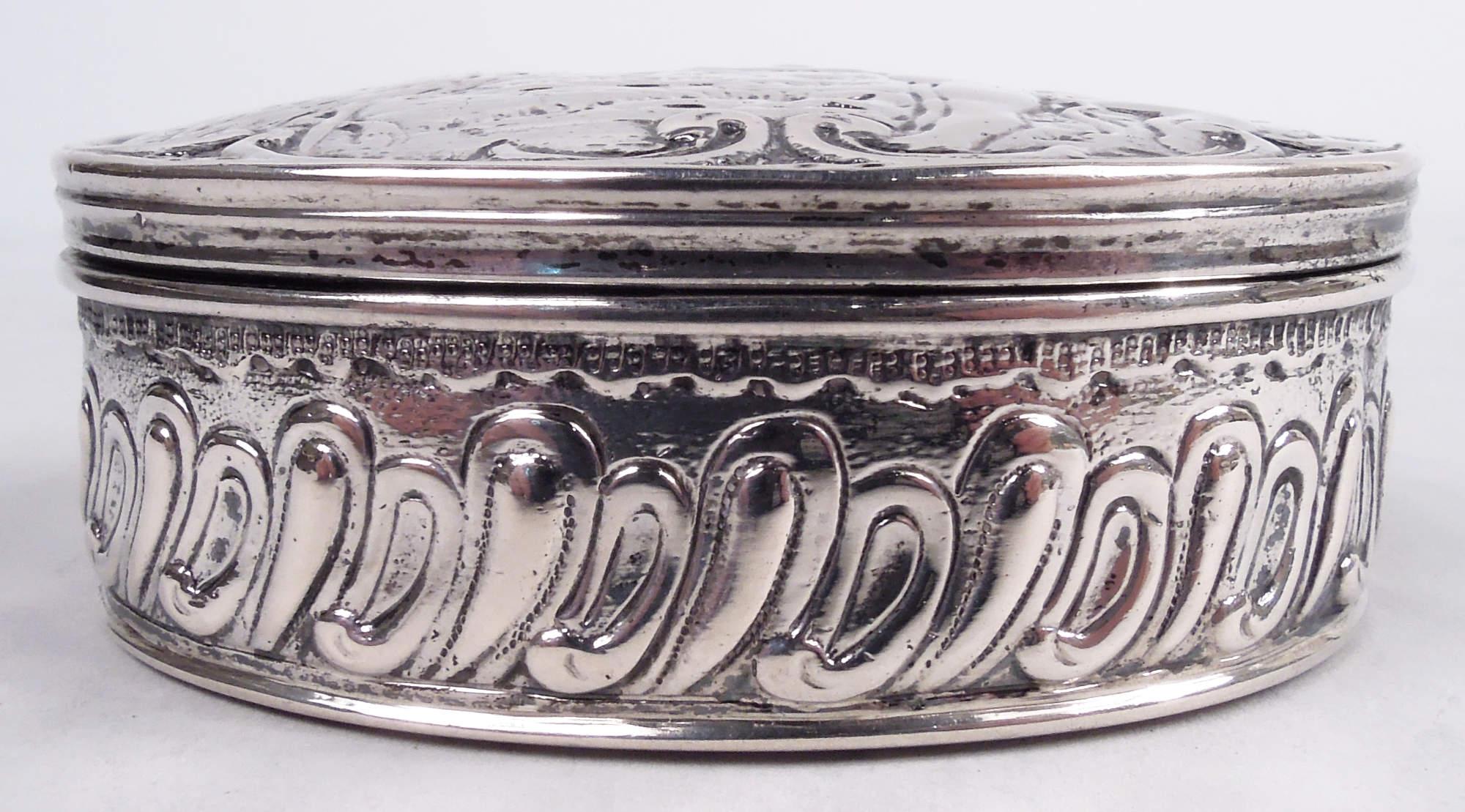 Rococo Revival Antique German Hanau Rococo Silver Snuffbox For Sale