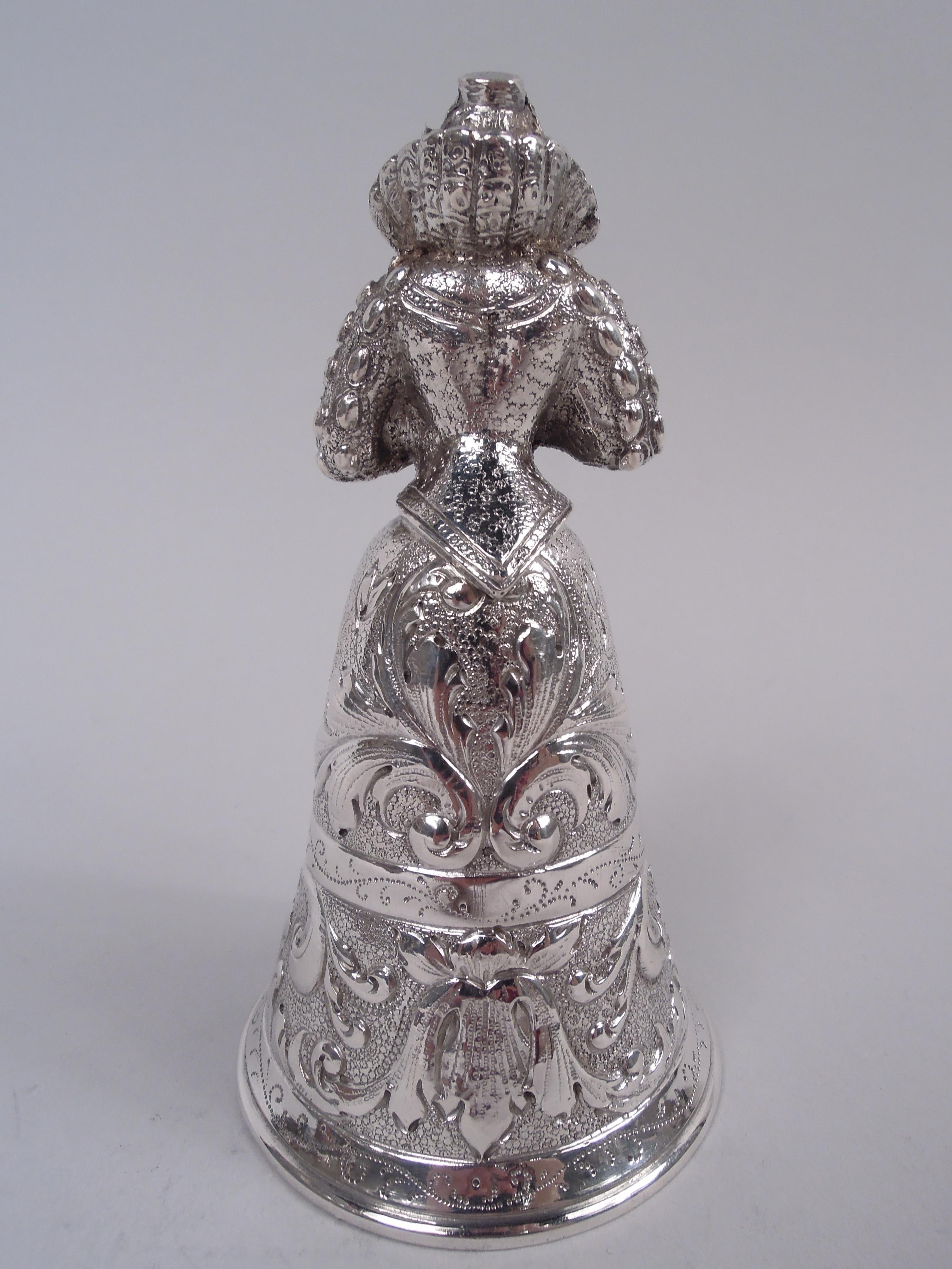 Antique German Hanau Silver Baroque Jungfrau Belle Bell (Neobarock) im Angebot