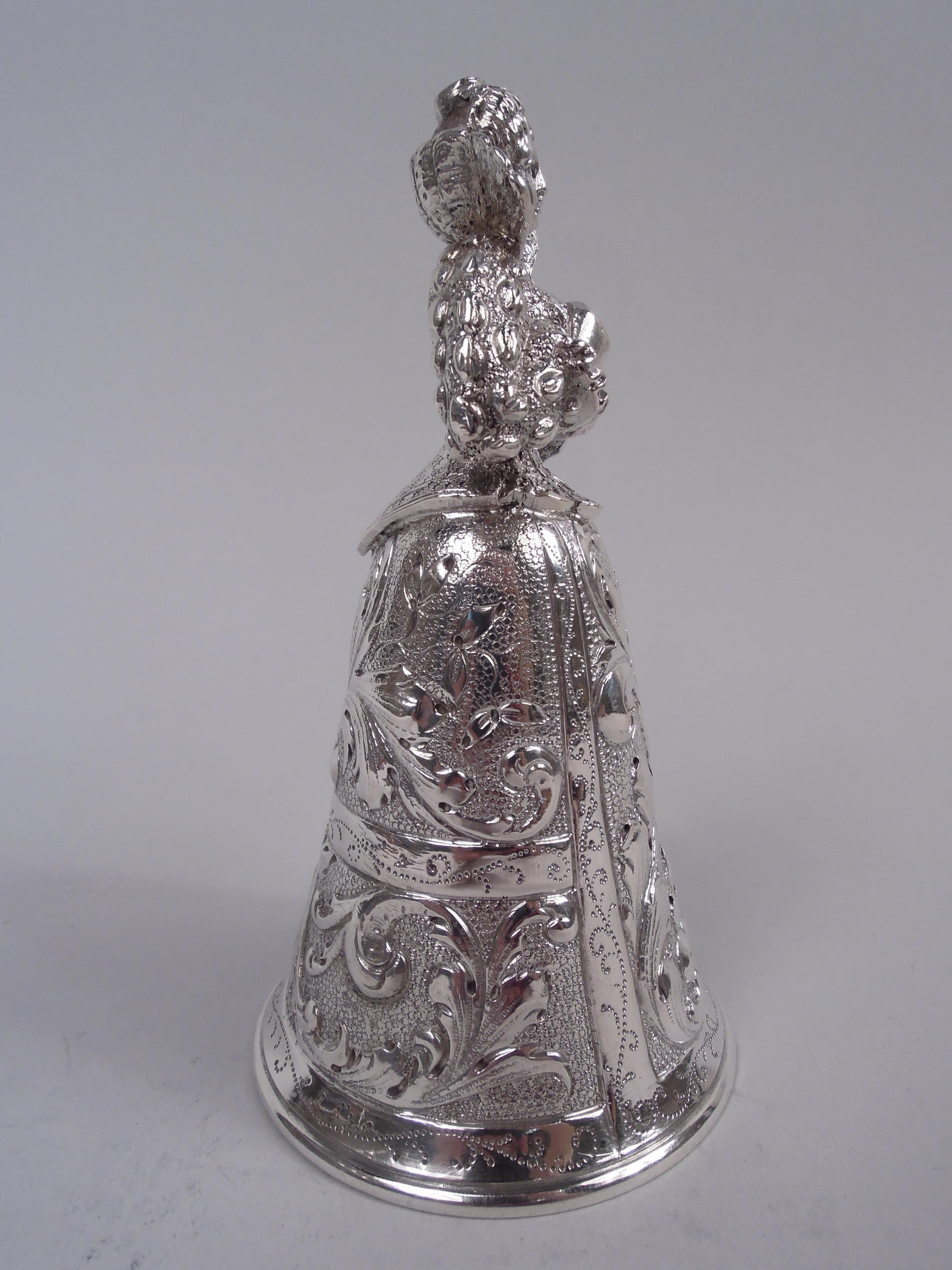 Antique German Hanau Silver Baroque Jungfrau Belle Bell (Deutsch) im Angebot