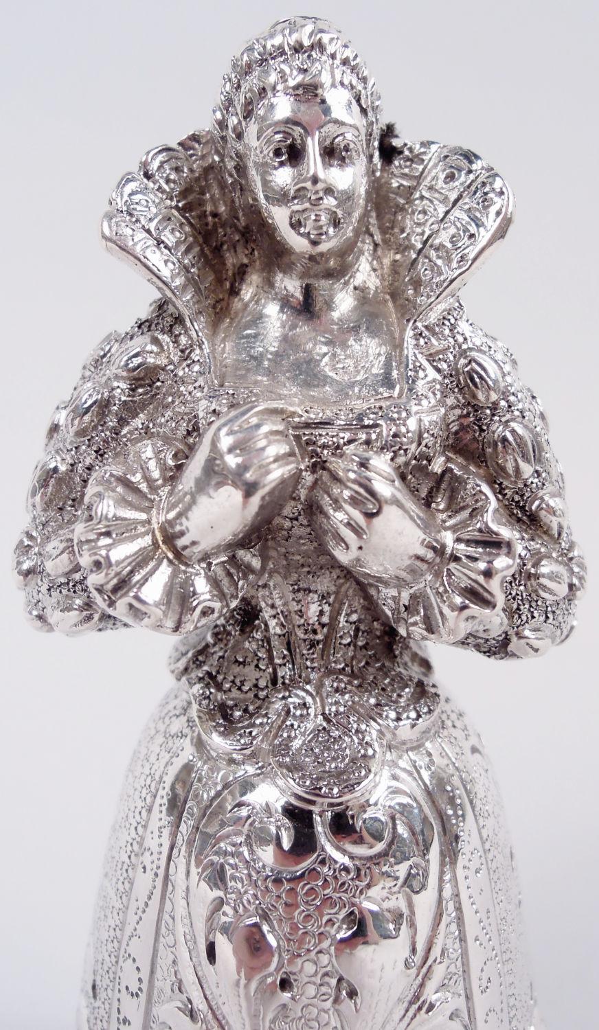 Antique German Hanau Silver Baroque Jungfrau Belle Bell im Zustand „Gut“ im Angebot in New York, NY