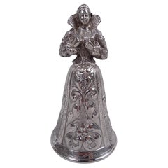 Antique German Hanau Silver Baroque Jungfrau Belle Bell