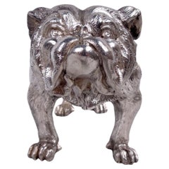 Antica cassaforte per fiammiferi tedesca Hanau Silver Figural Bulldog