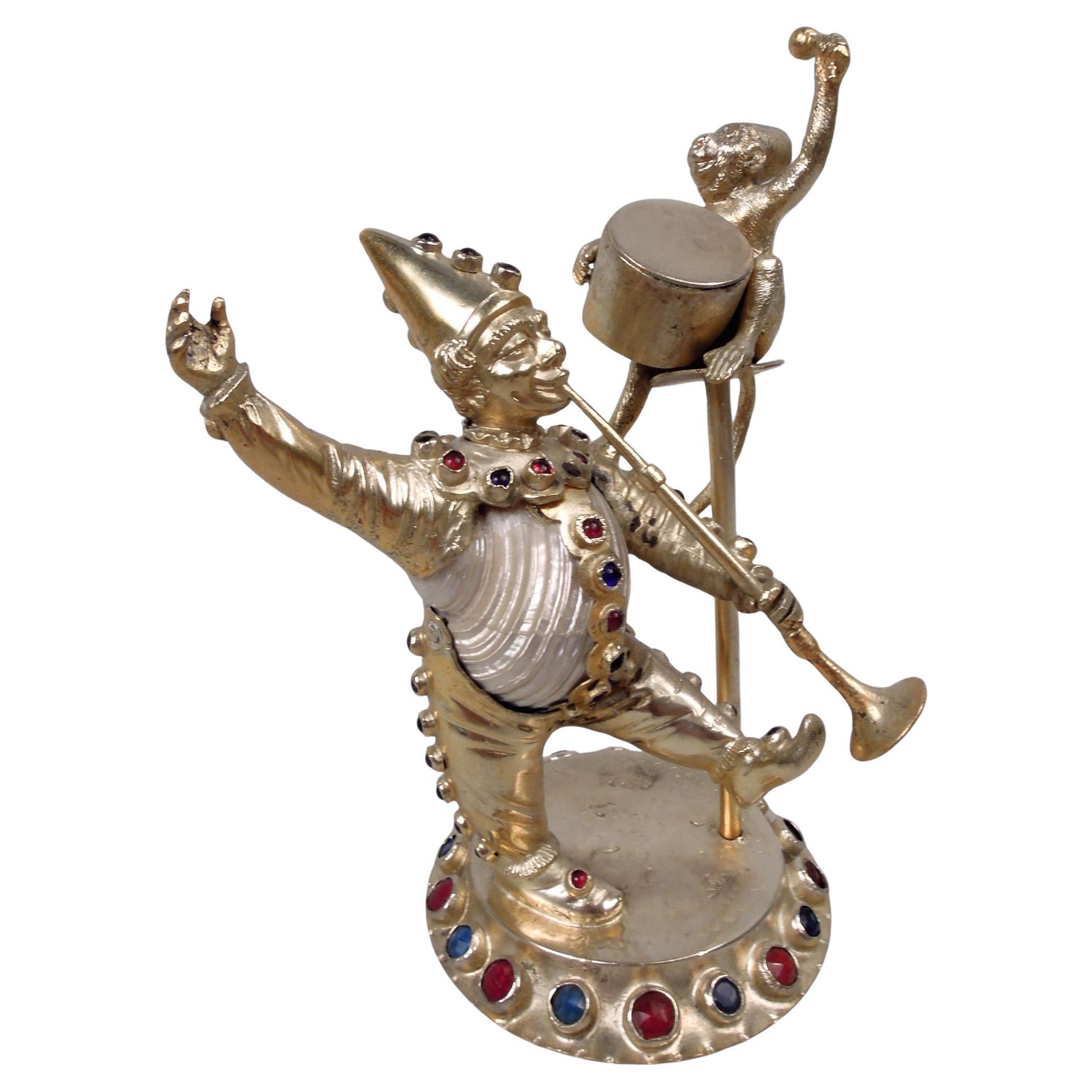 Antique German Hanau Silver Gilt
Jeweled Musician
Monkey Group