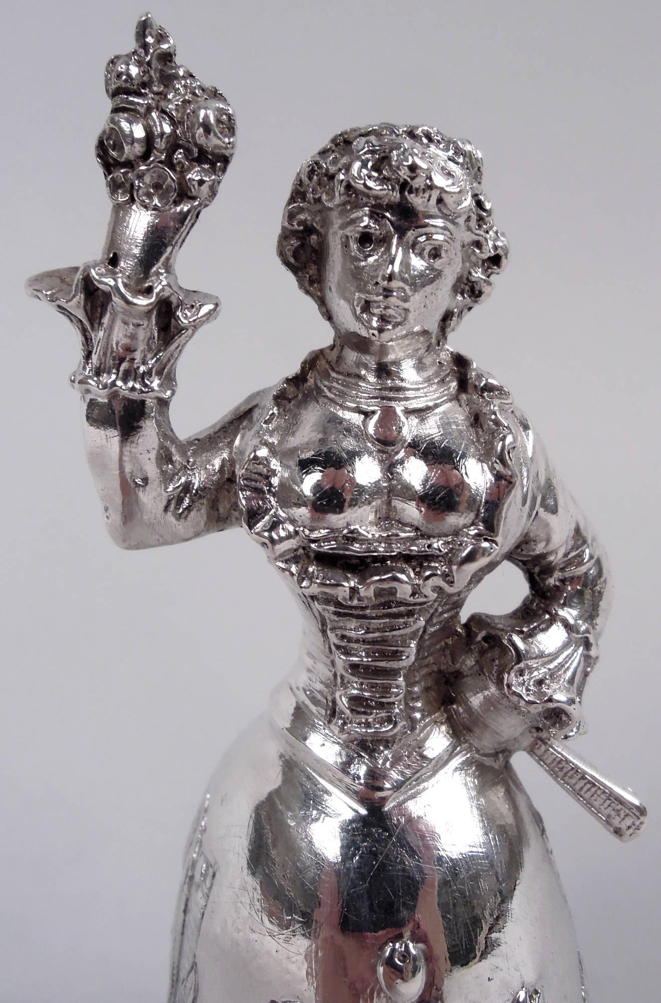 Antique German Hanau Silver Rococo Jungfrau Belle Bell (Deutsch) im Angebot