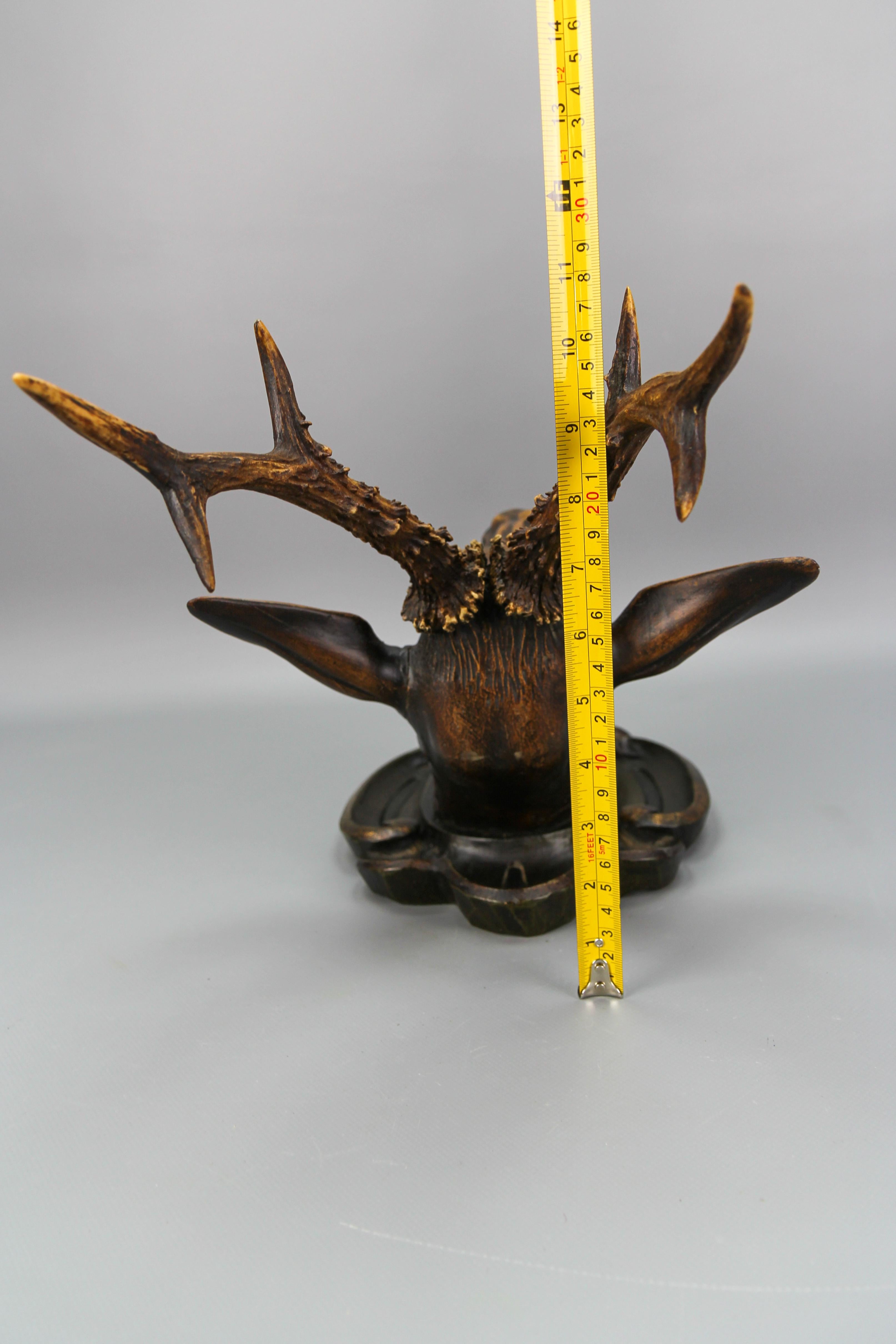 Antique German Hand Carved Wooden Deer Head on Carved Wall Plaque, 19th Century For Sale 10