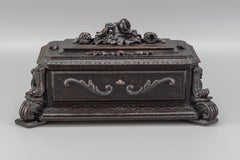 Antique German Hand Carved Wooden Jewelry Box, Early 20th Century