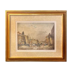 Antica litografia tedesca colorata e incisa a mano