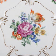 Antique German Hand Painted and Gilt Floral Charger by Henneberg-Porzellan C1920