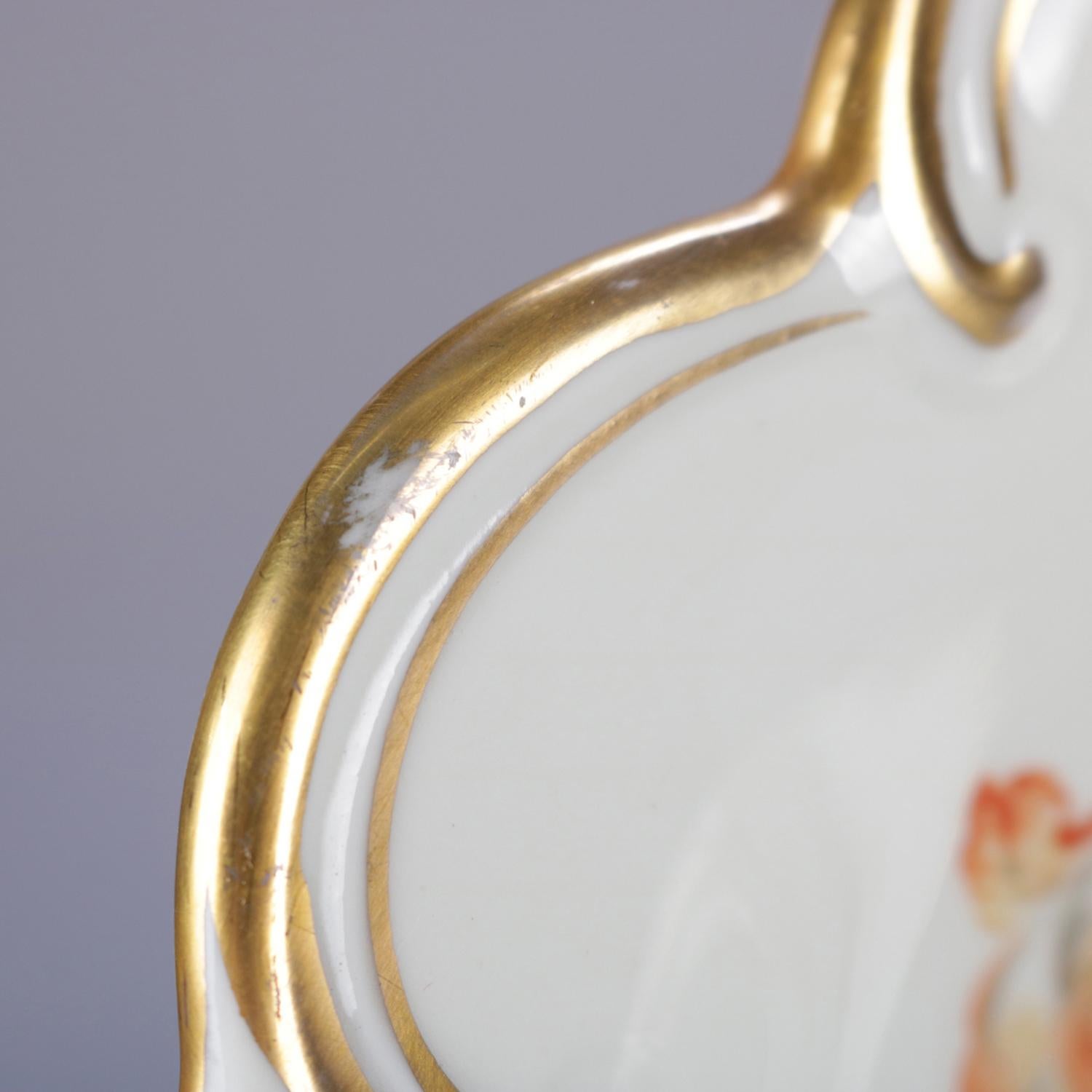Antike deutsche handbemalte und vergoldete geblümte Schale von Henneberg-Porzellan im Angebot 2