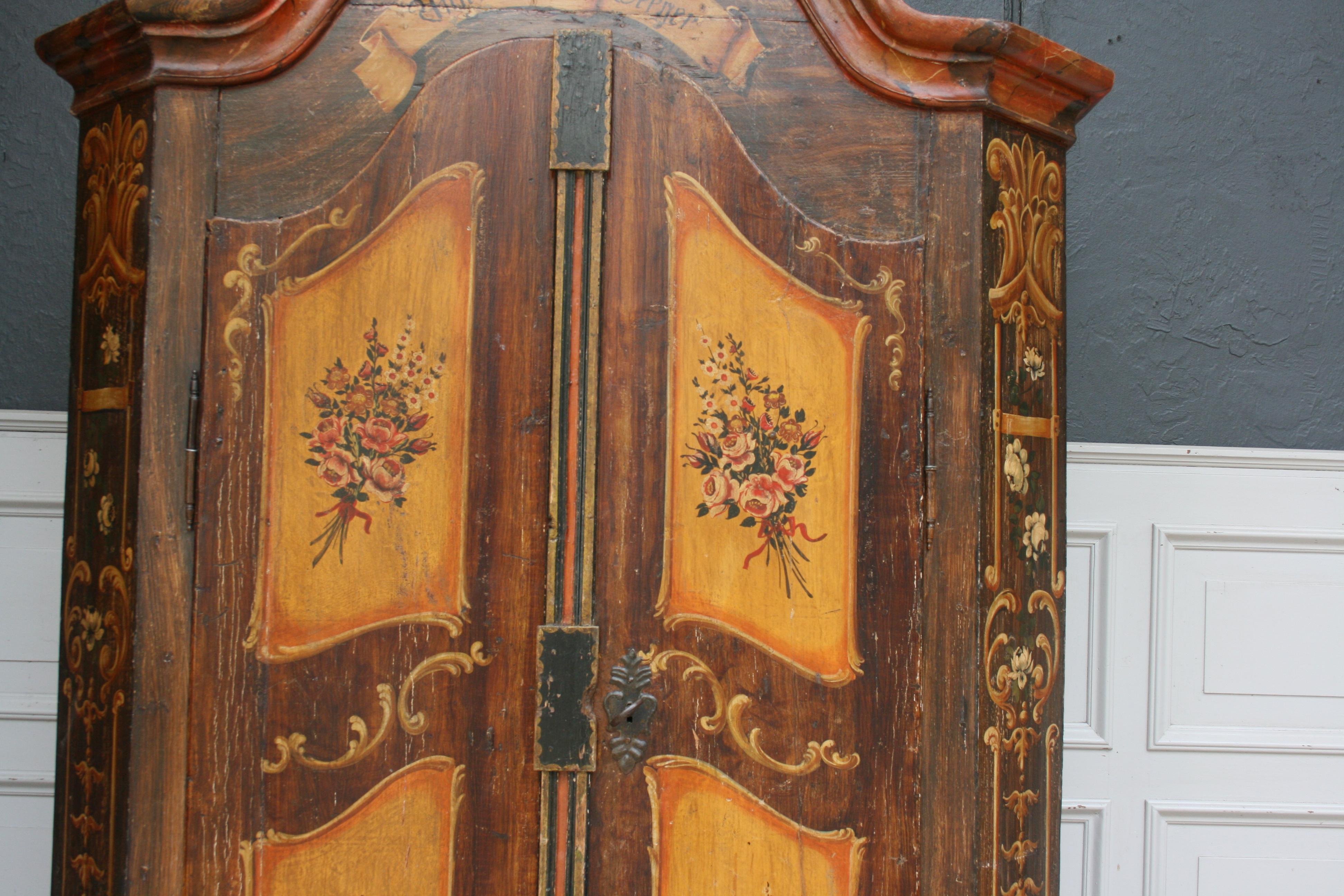 Mid-19th Century Antique German Hand Painted Armoire from 1844