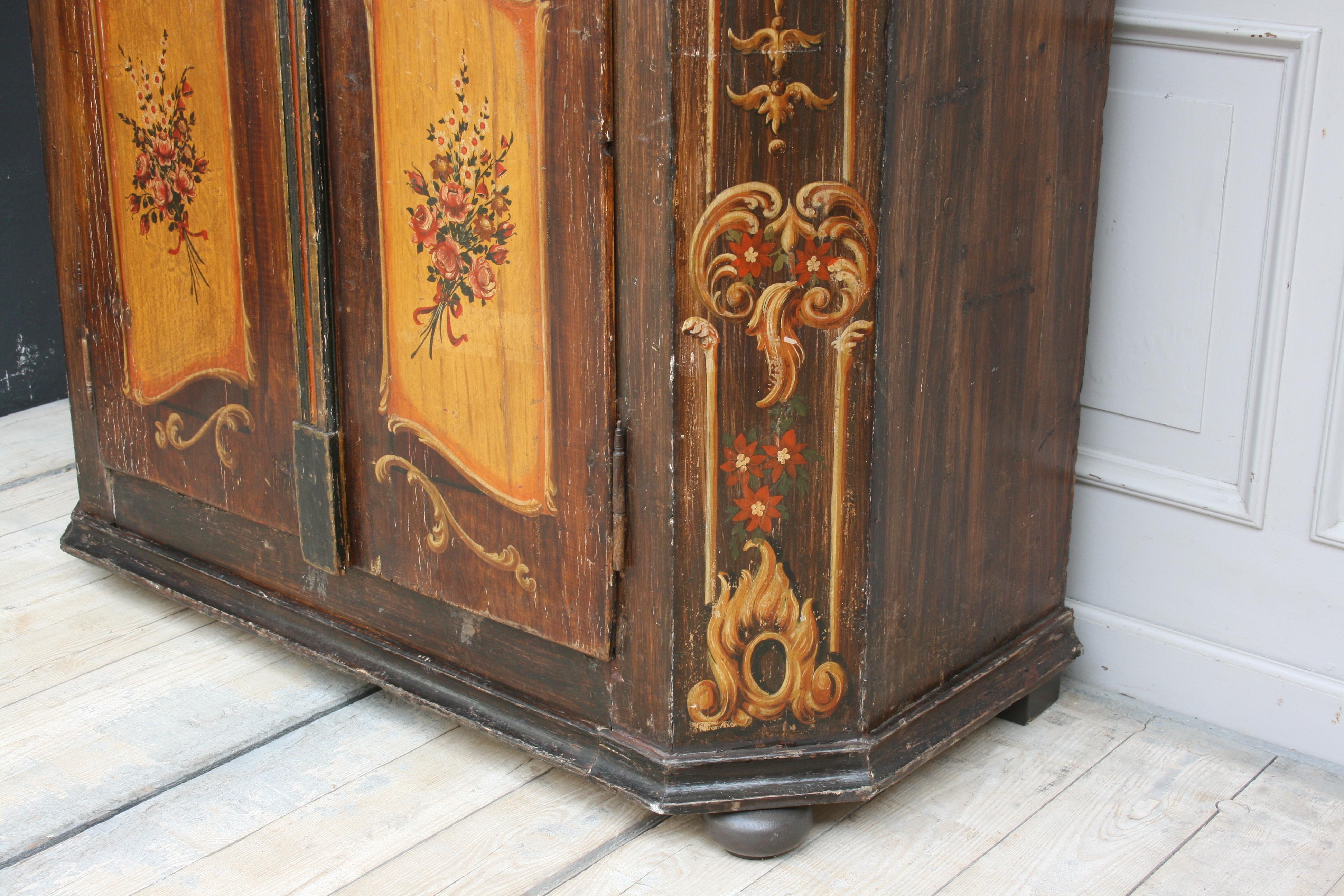 Pine Antique German Hand Painted Armoire from 1844