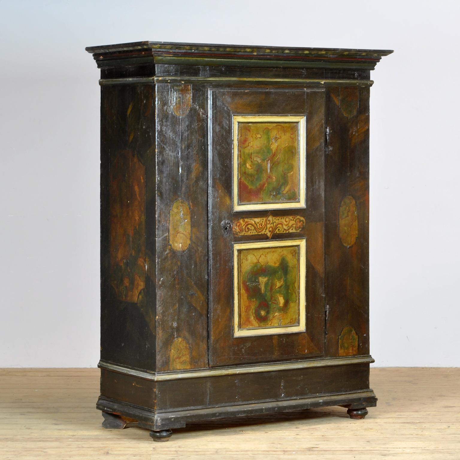 Rustic Antique German Hand Painted Cabinet, 1820s