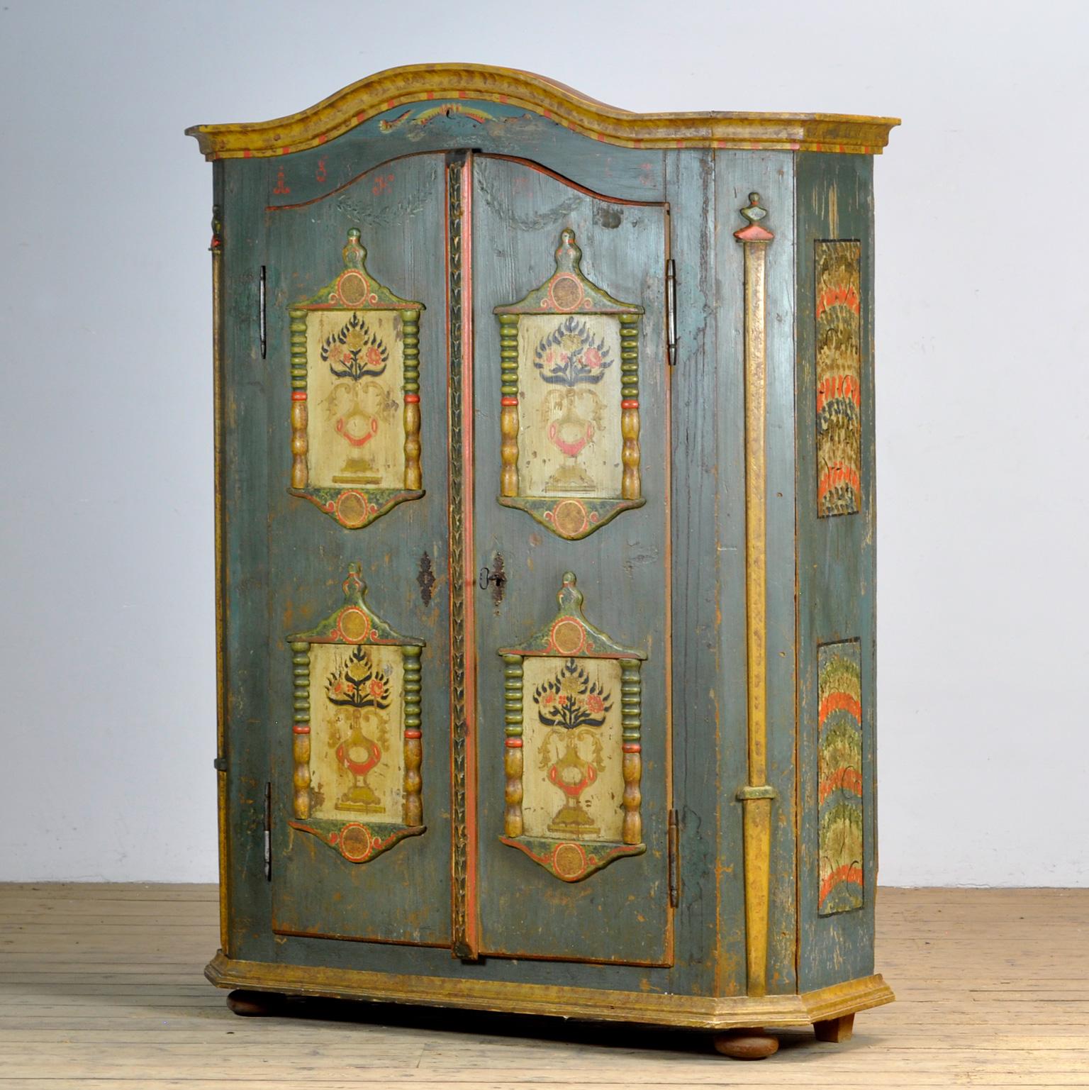 Hand-Painted Antique German Hand Painted Cabinet, Anno 1803
