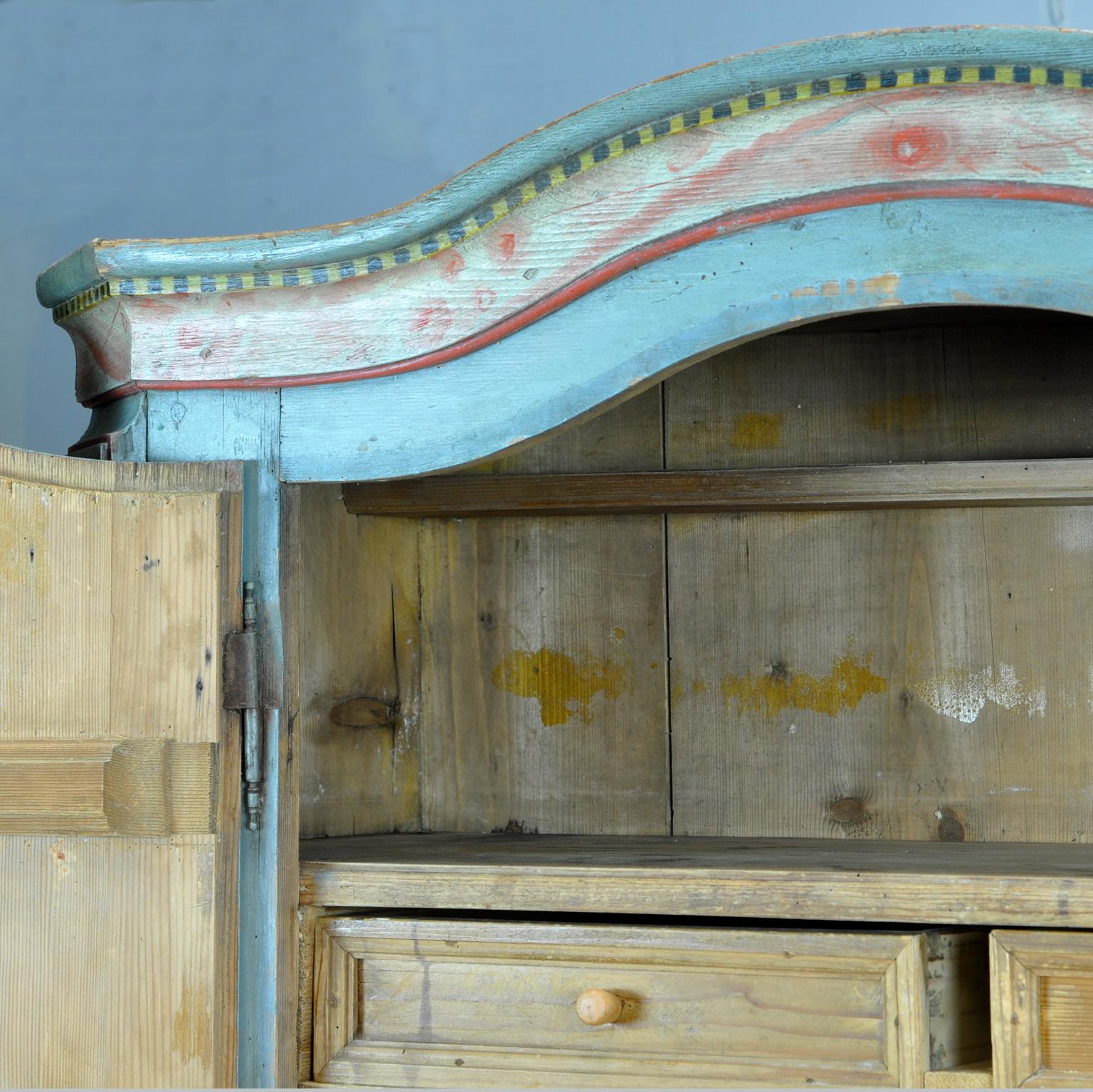 Mid-19th Century Antique German Hand Painted Cabinet, Anno 1844 For Sale