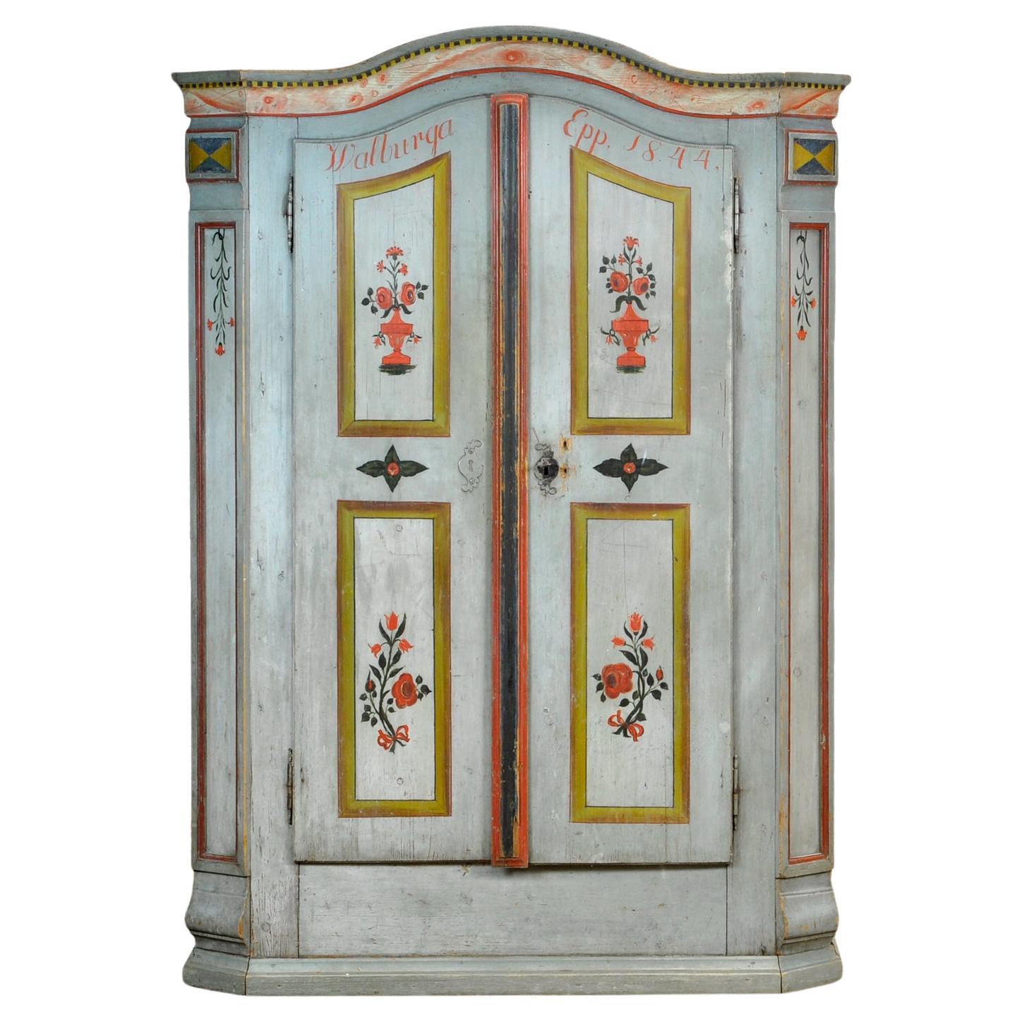 Antique German Hand Painted Cabinet, Anno 1844 For Sale