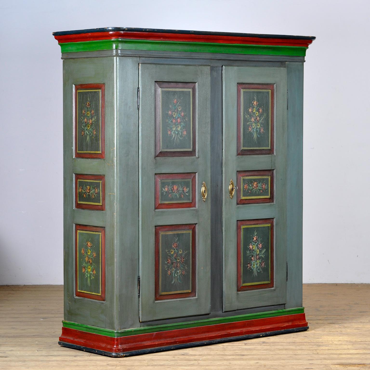 Rustic Antique German Hand Painted Cabinet, circa 1850