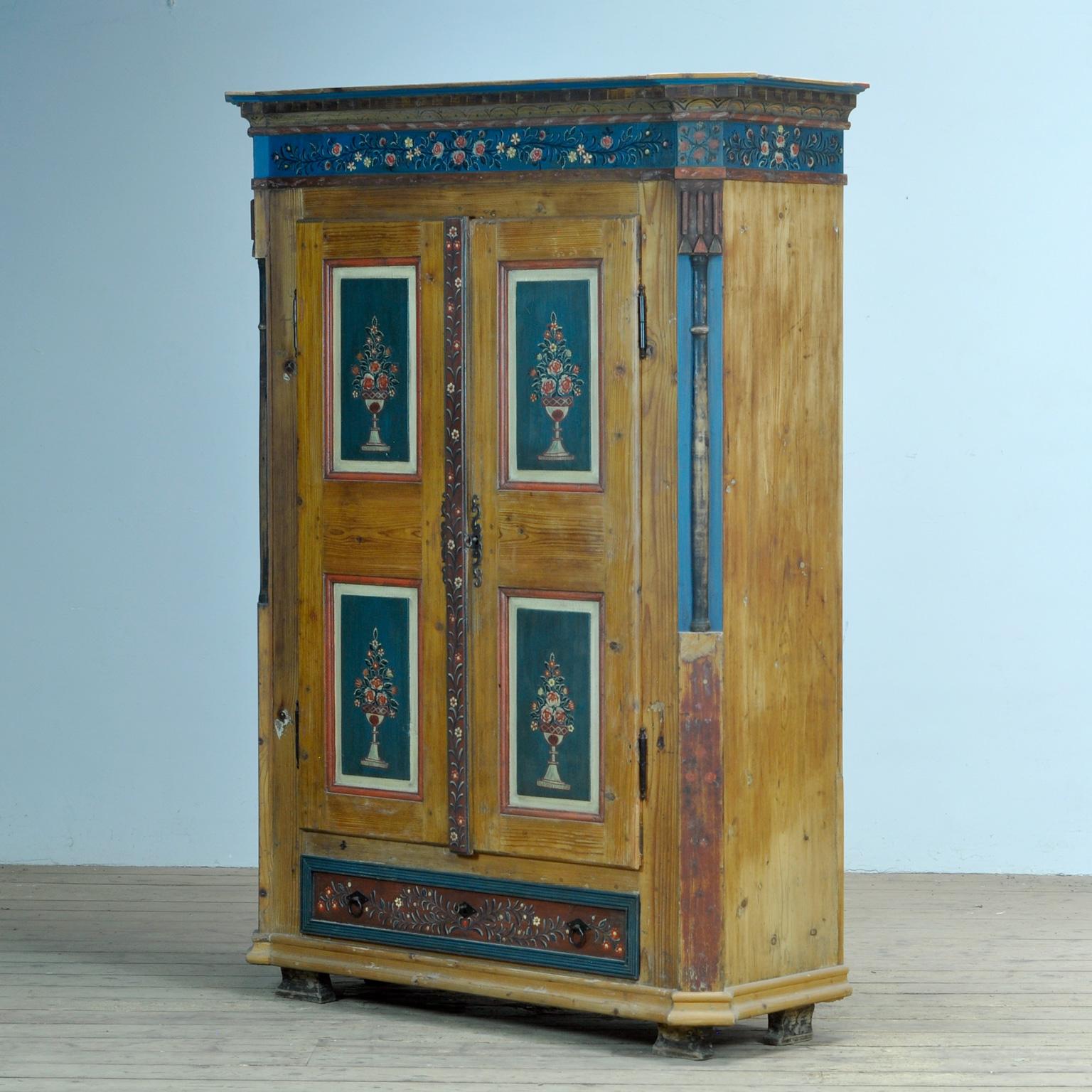 Folk Art Antique German Hand Painted Cabinet, circa 1850 For Sale