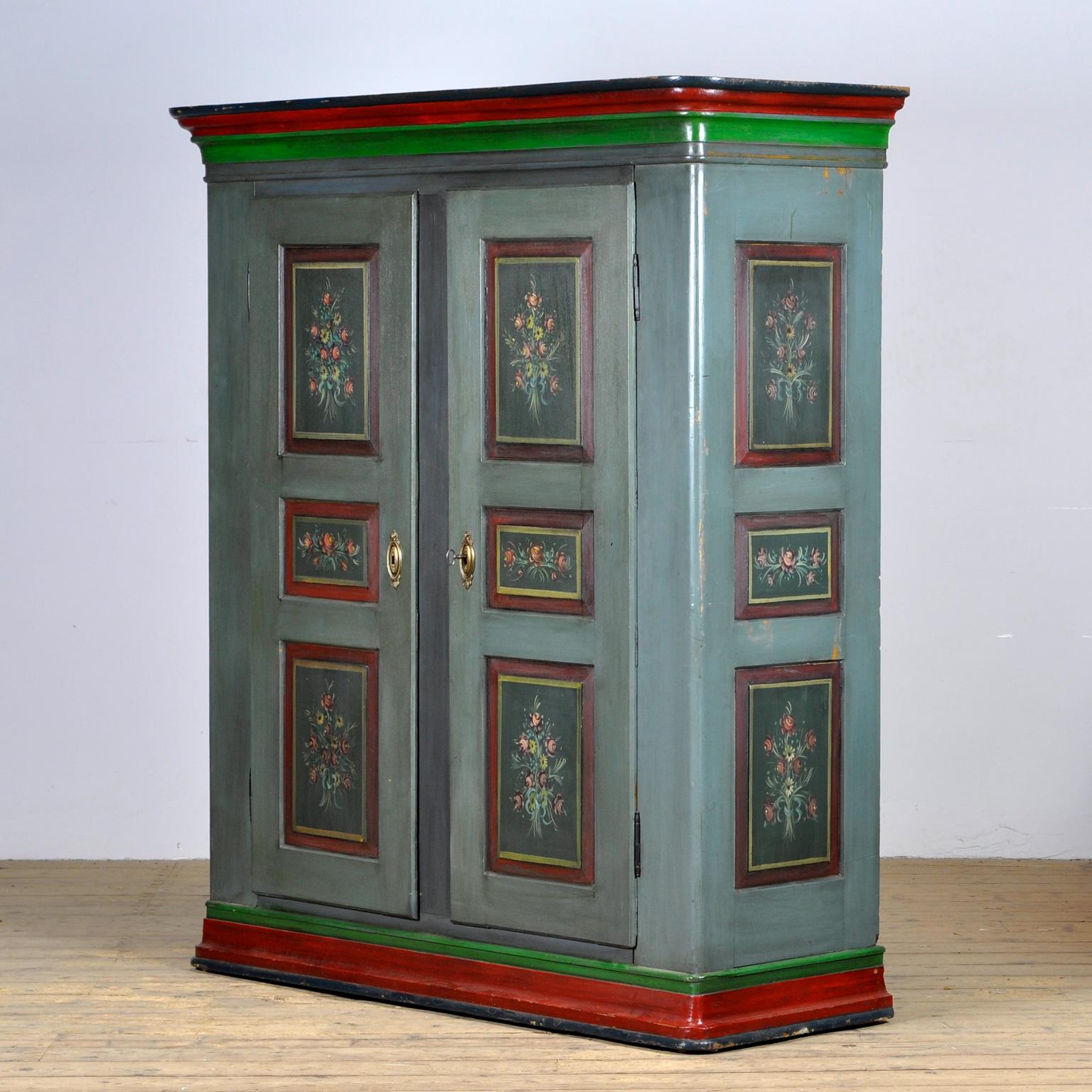 Hand-Painted Antique German Hand Painted Cabinet, circa 1850