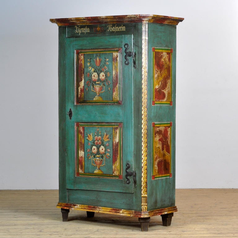 Antique German Hand Painted Cabinet, Circa 1850 at 1stDibs