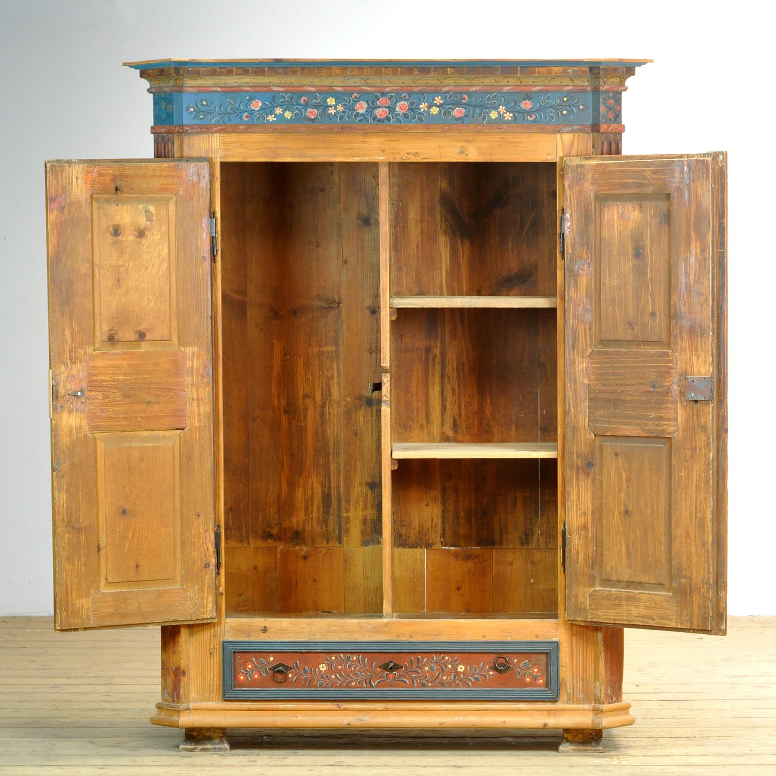 Hand-Painted Antique German Hand Painted Cabinet, circa 1850 For Sale