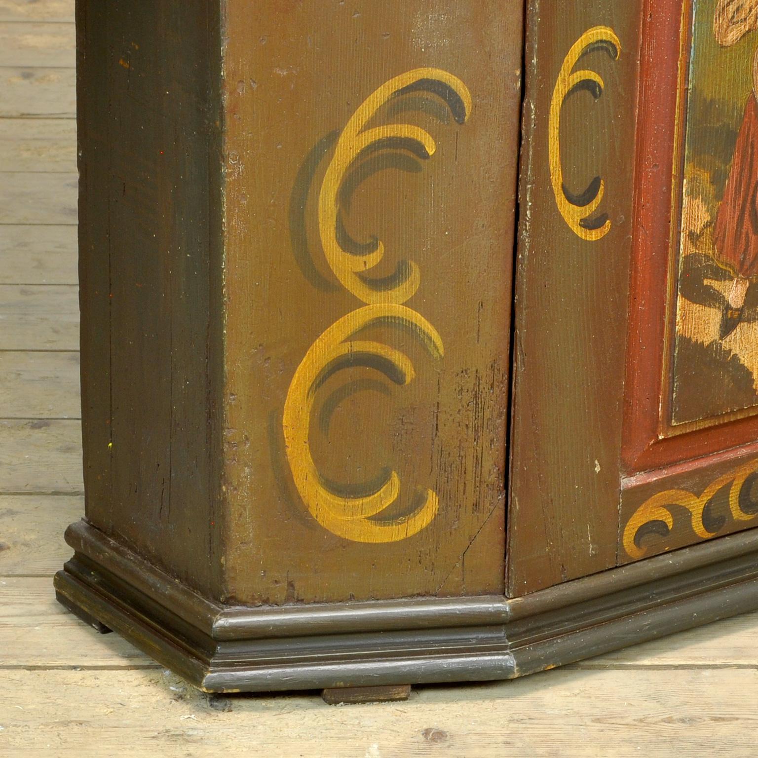 Pine Antique German Hand Painted Cabinet, Circa 1850 For Sale